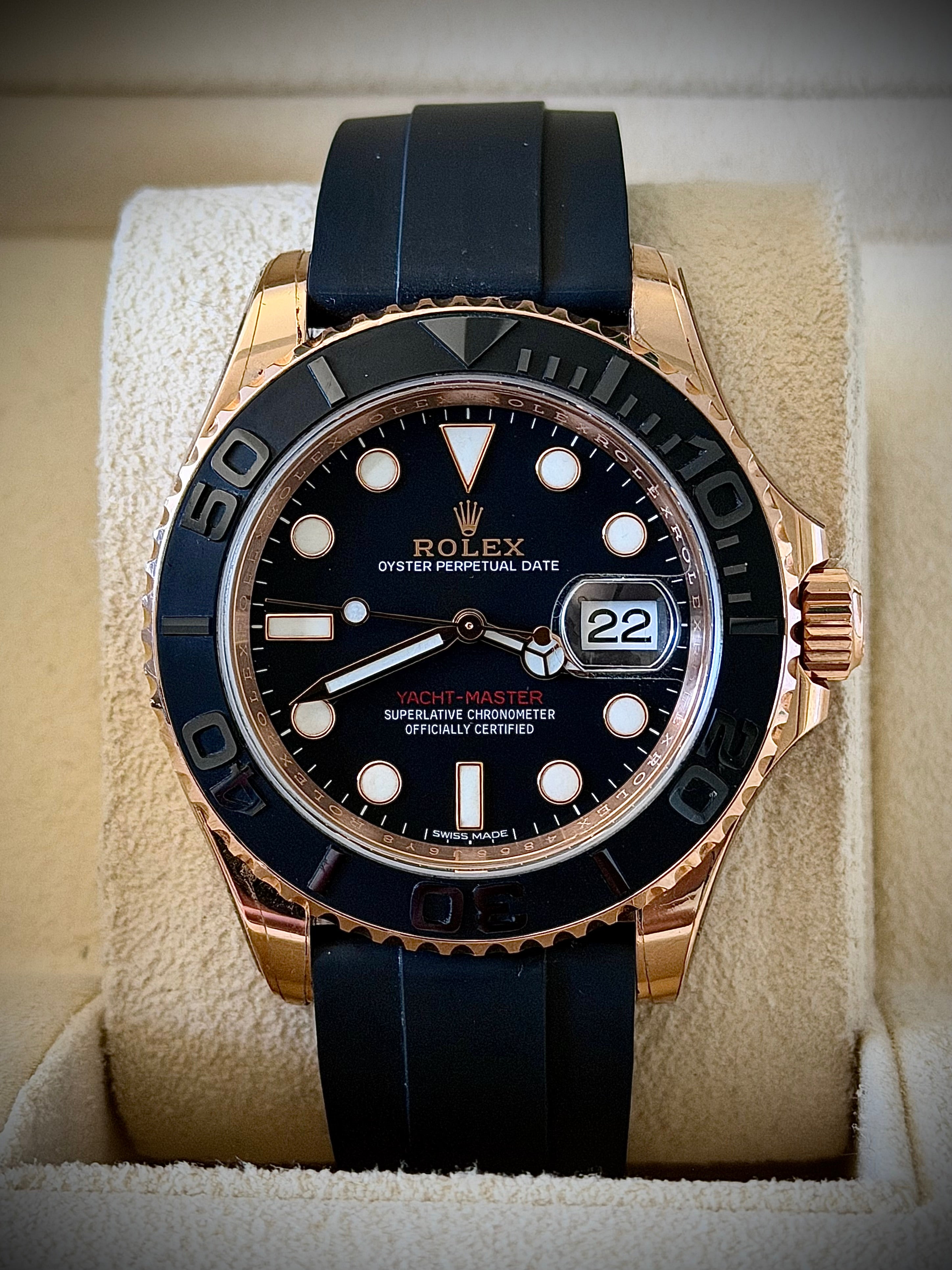 2017 ROLEX YACHT-MASTER 40 ROSE GOLD, 116655, FULL SET, INC GST