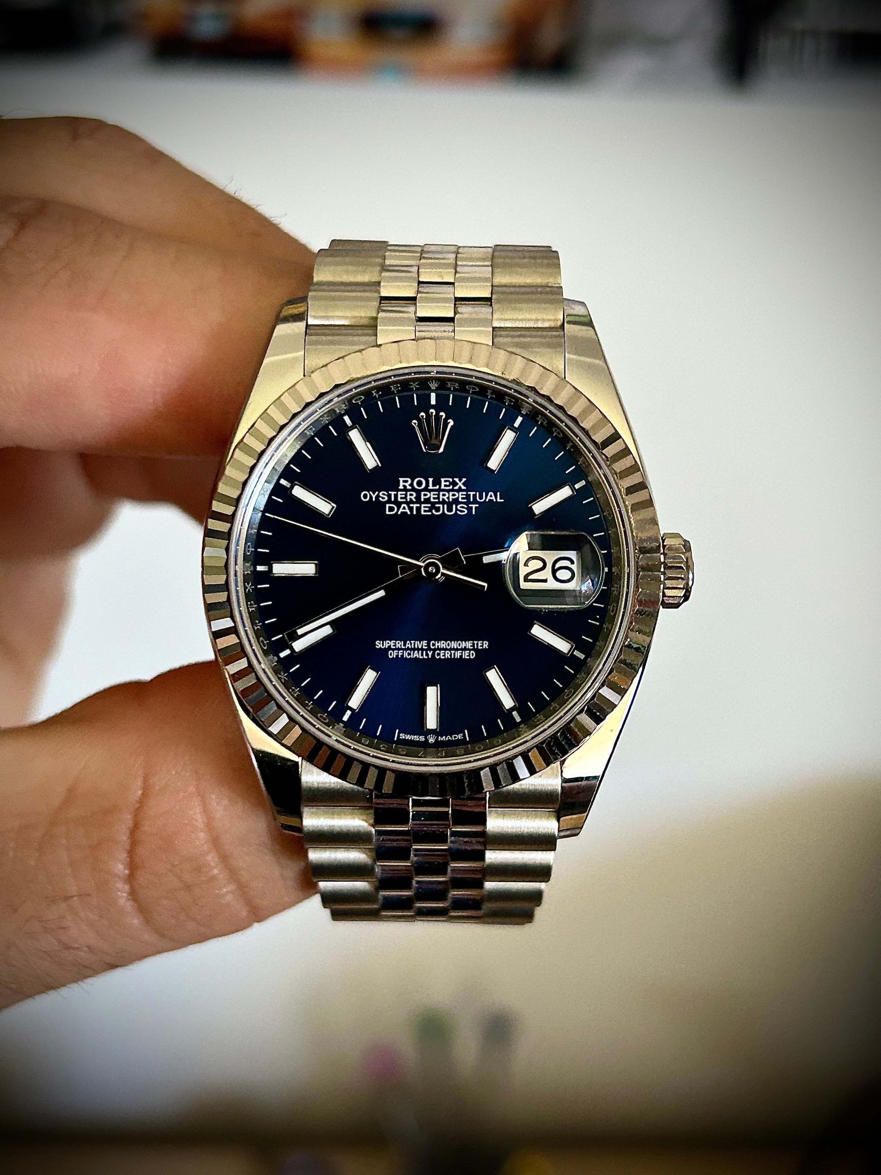 2023 ROLEX DATEJUST 36, 126234, BLUE DIAL, FULL SET, INC GST