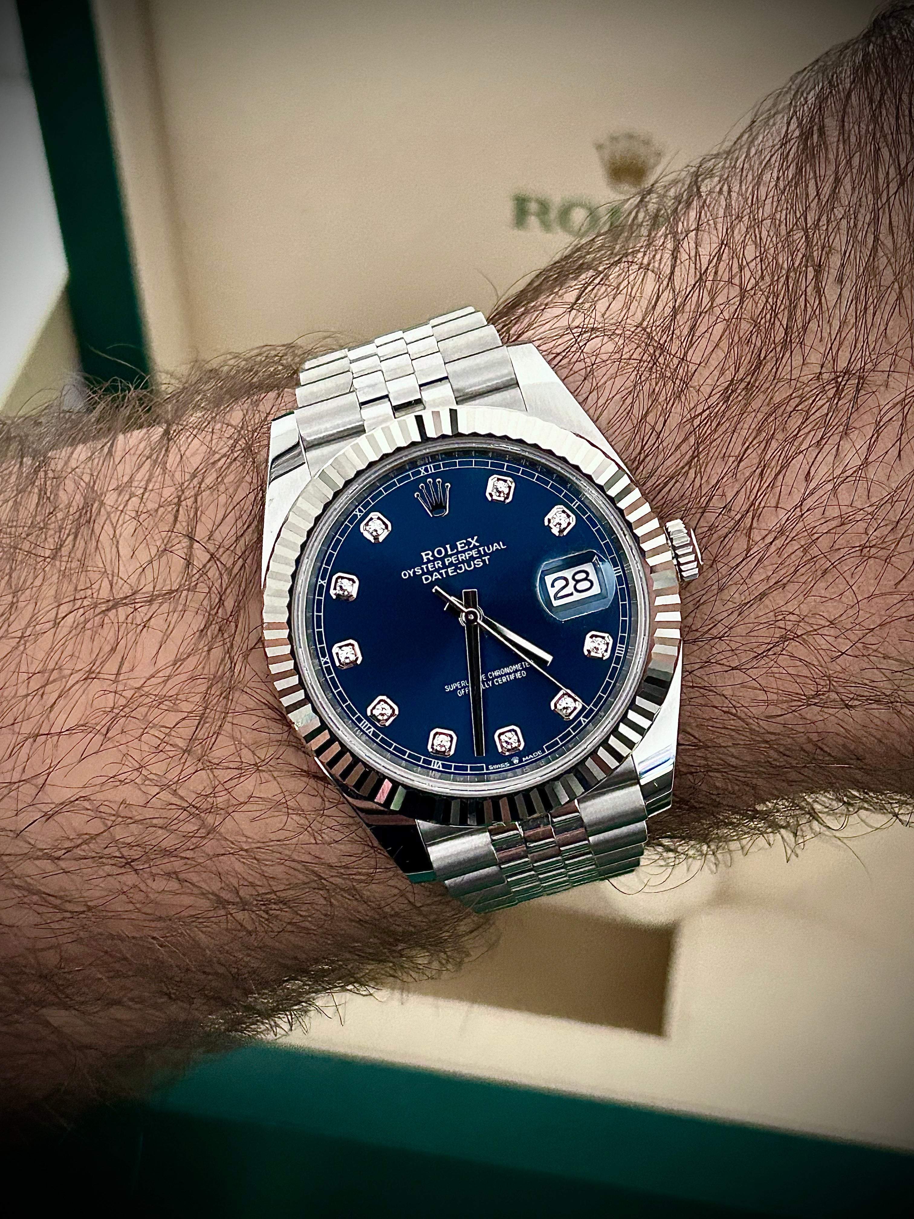 2024 ROLEX DATEJUST 41, BLUE DIAMOND DIAL, 126334, FULL SET, INC GST
