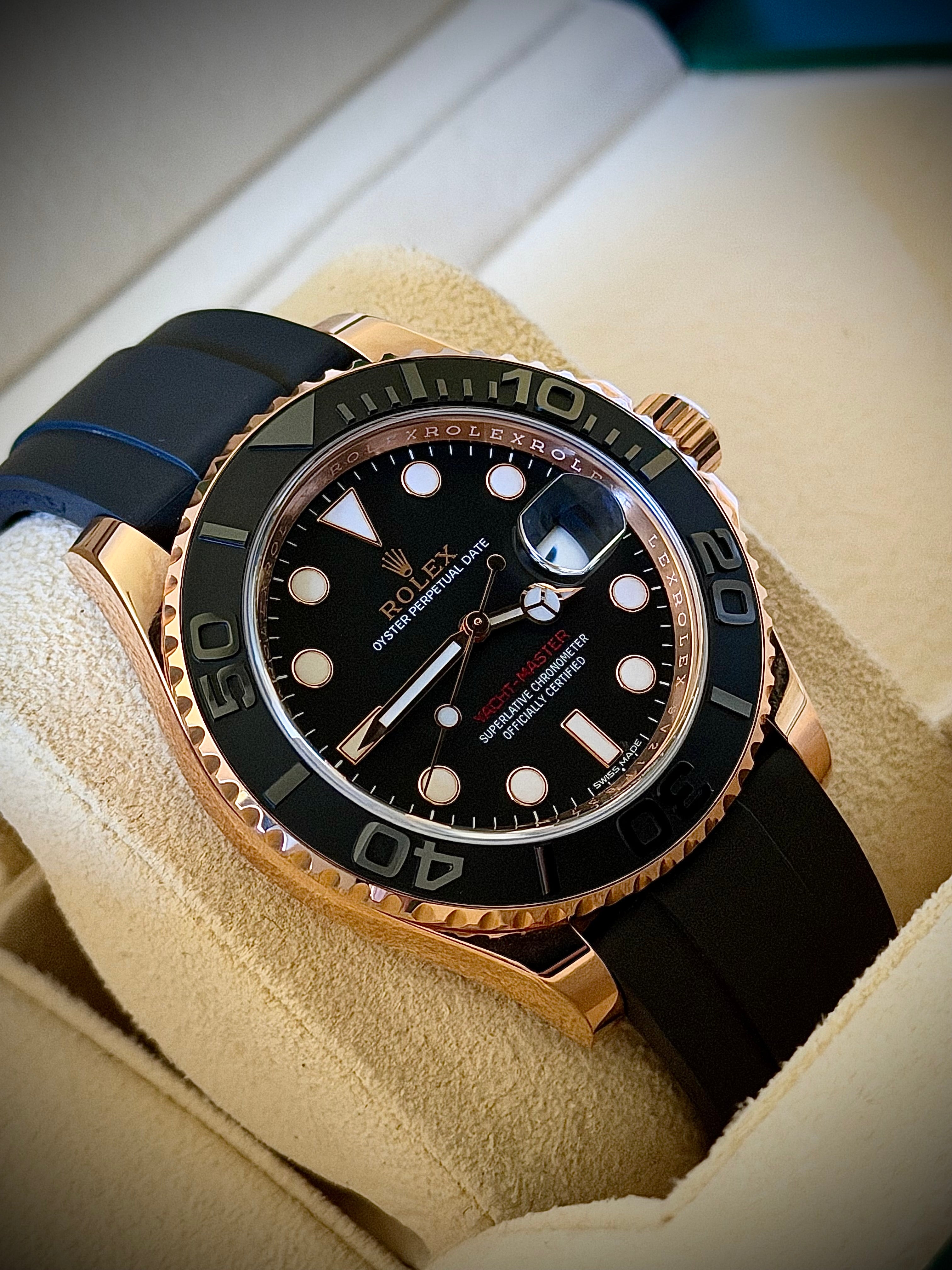 2018 ROLEX YACHT-MASTER 40, 116655, 18CT EVEROSE GOLD, FULL SET, INC GST