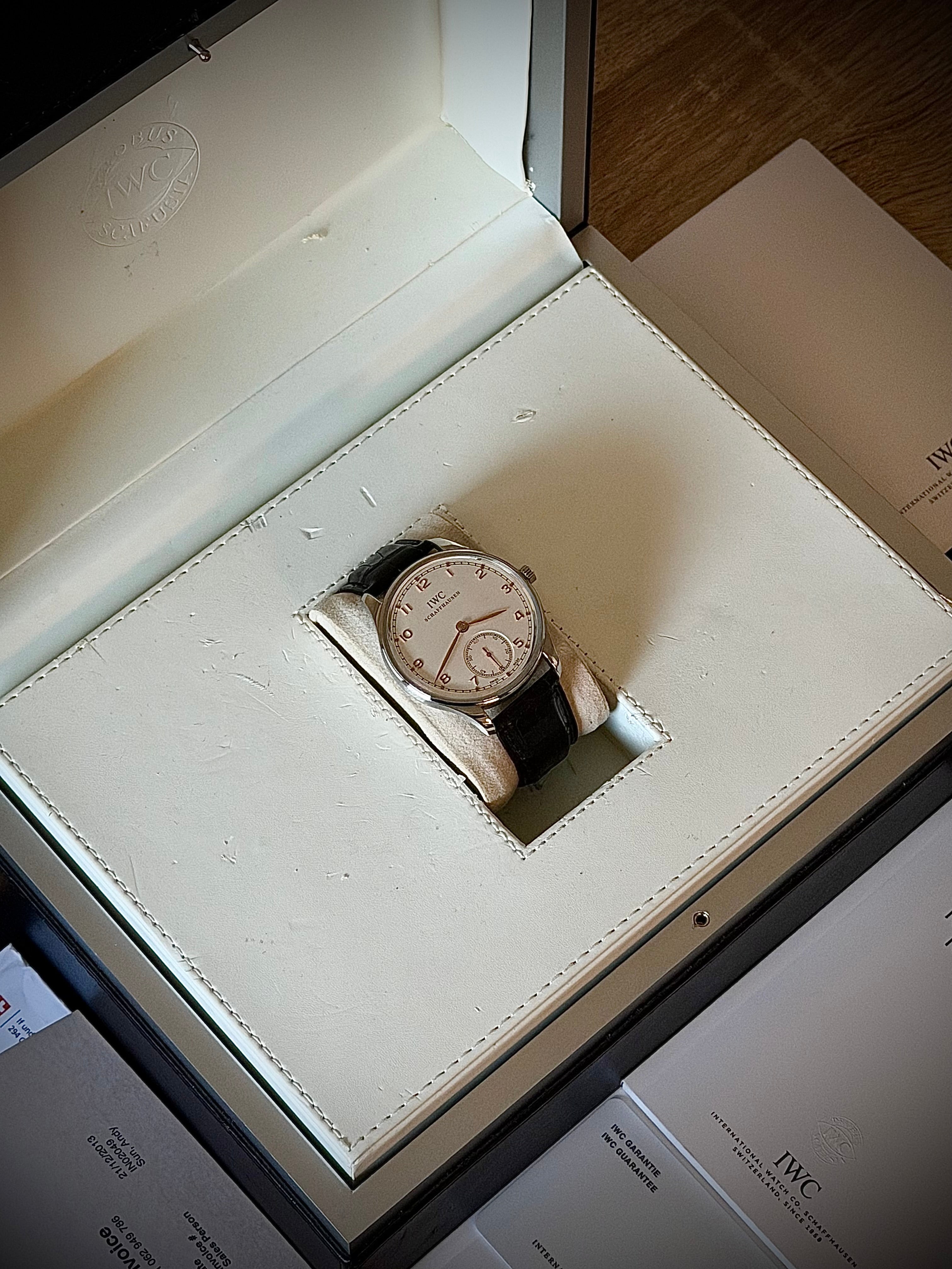 2013 IWC PORTUGUESE HAND-WOUND, IW545408, BOX & PAPERS, WITH ORIGINAL INVOICE, INC GST