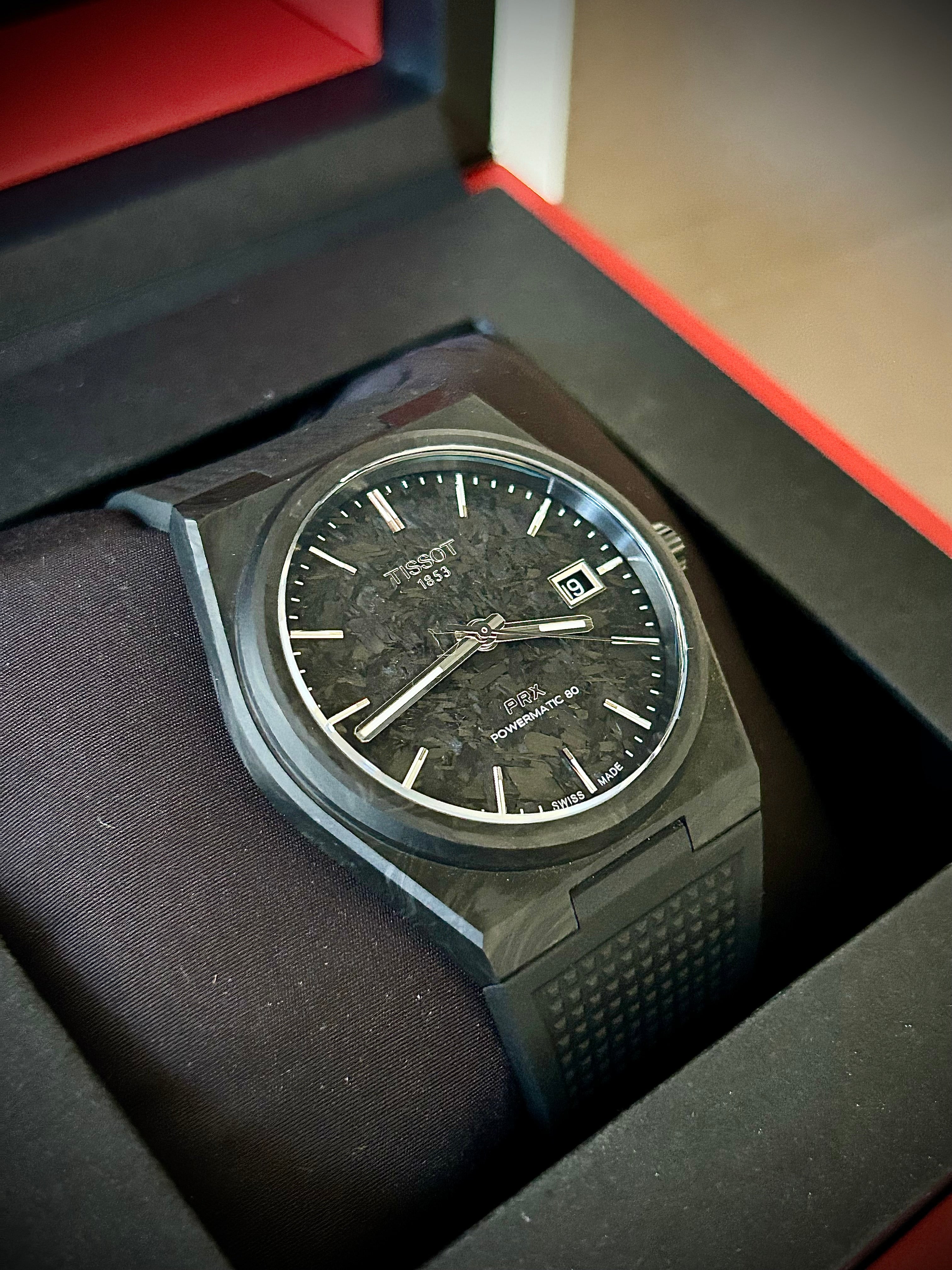 2025 TISSOT PRX POWERMATIC 80 40MM CARBON, FULL SET, INC GST