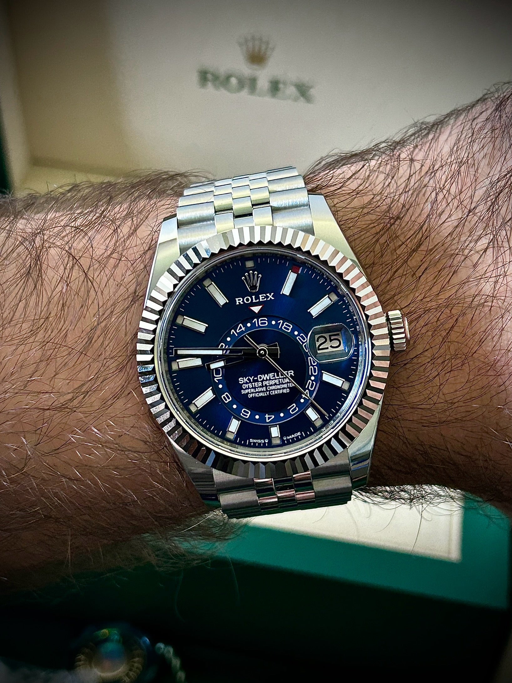 2025 ROLEX SKY DWELLER, BLUE DIAL, JUBILEE, 336934, FULL SET, INC GST