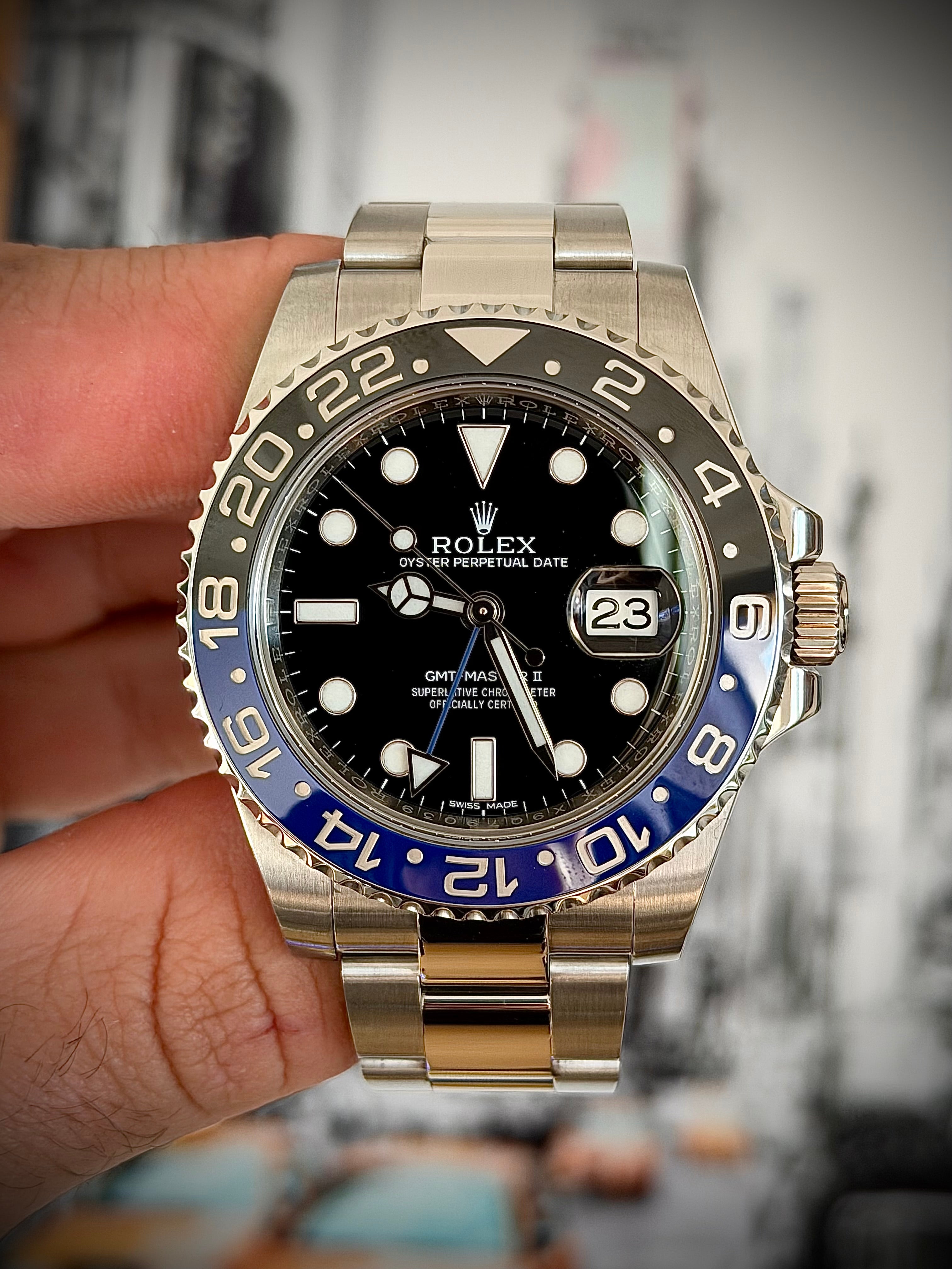 2016 ROLEX GMT MASTER II, BATMAN, 116710BLNR, FULL SET, INC GST