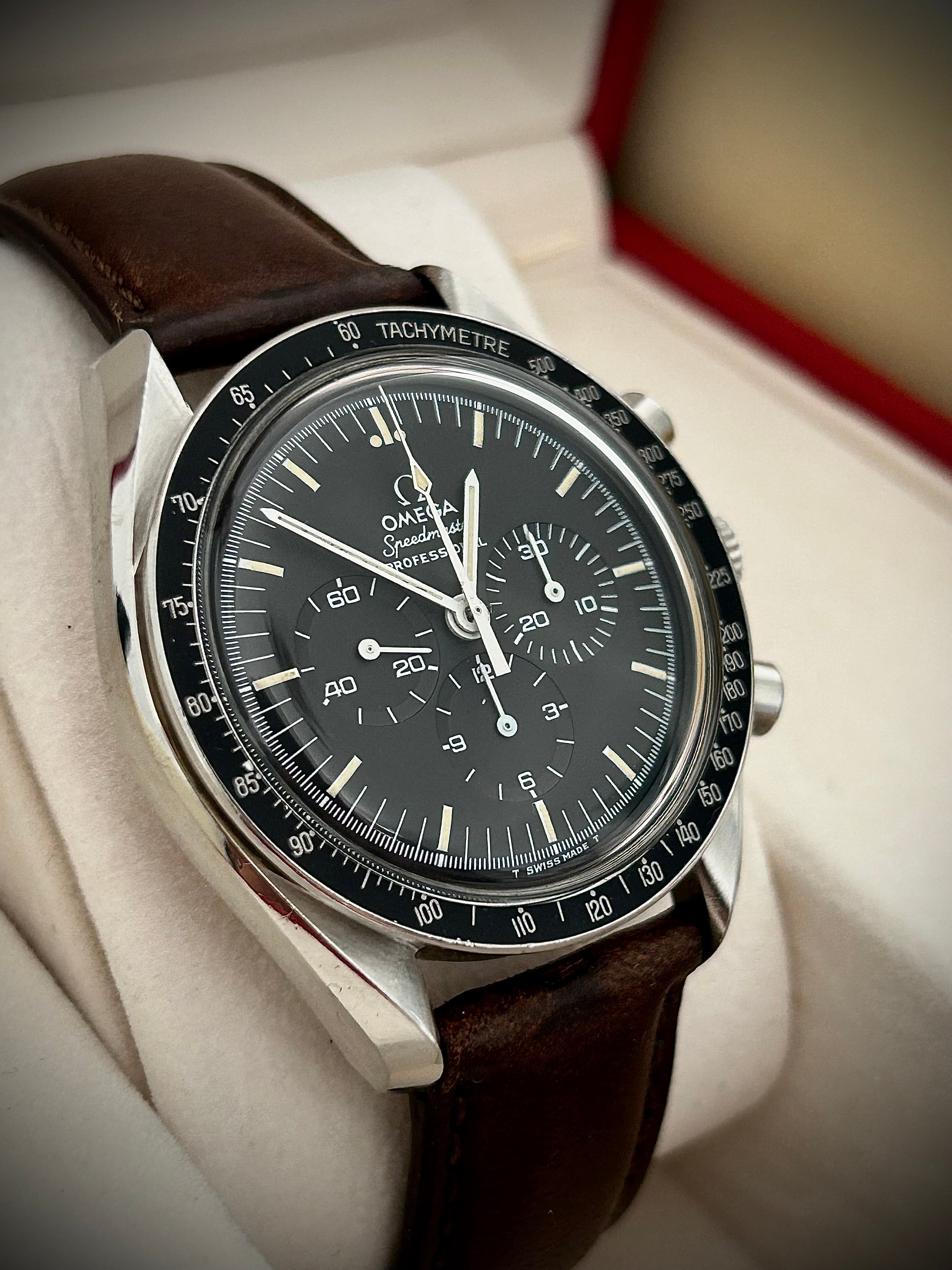 OMEGA SPEEDMASTER MOONWATCH, SERVICED, WATCH AND BOX, 145.022-74, INC GST