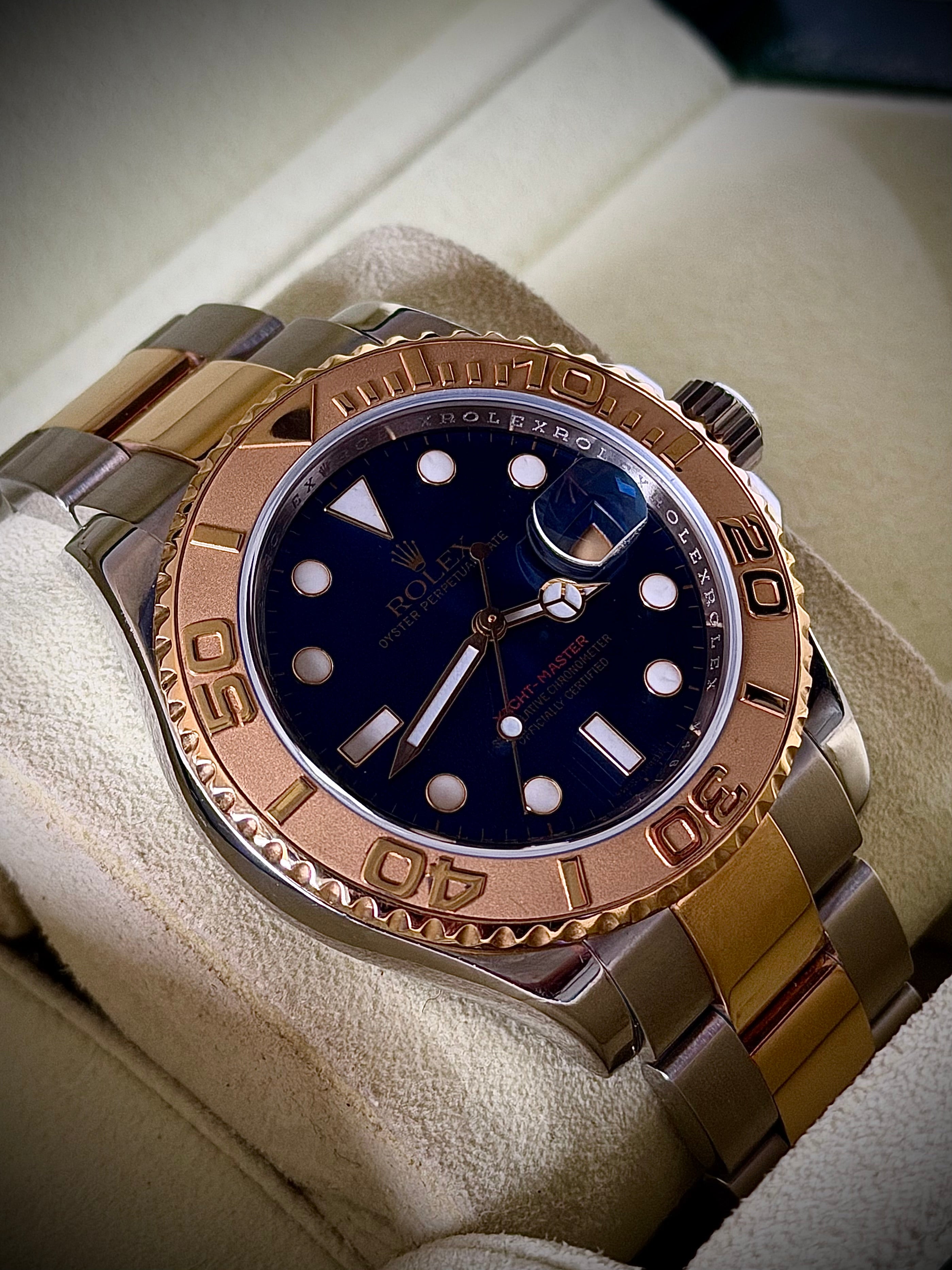 2008 ROLEX YACHT MASTER 40, 16623, BLUE DIAL, TWO-TONE, FULL SET, INC GST