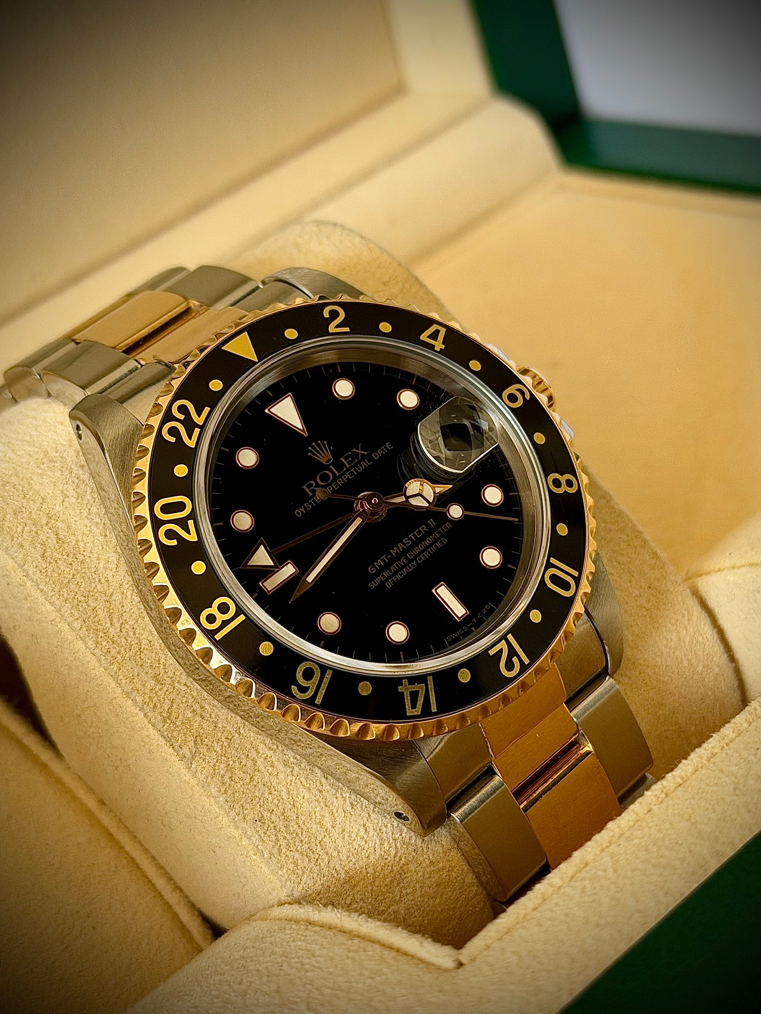 1993 ROLEX GMT-MASTER II, TWO TONE, 16713, FULL SET, INC GST