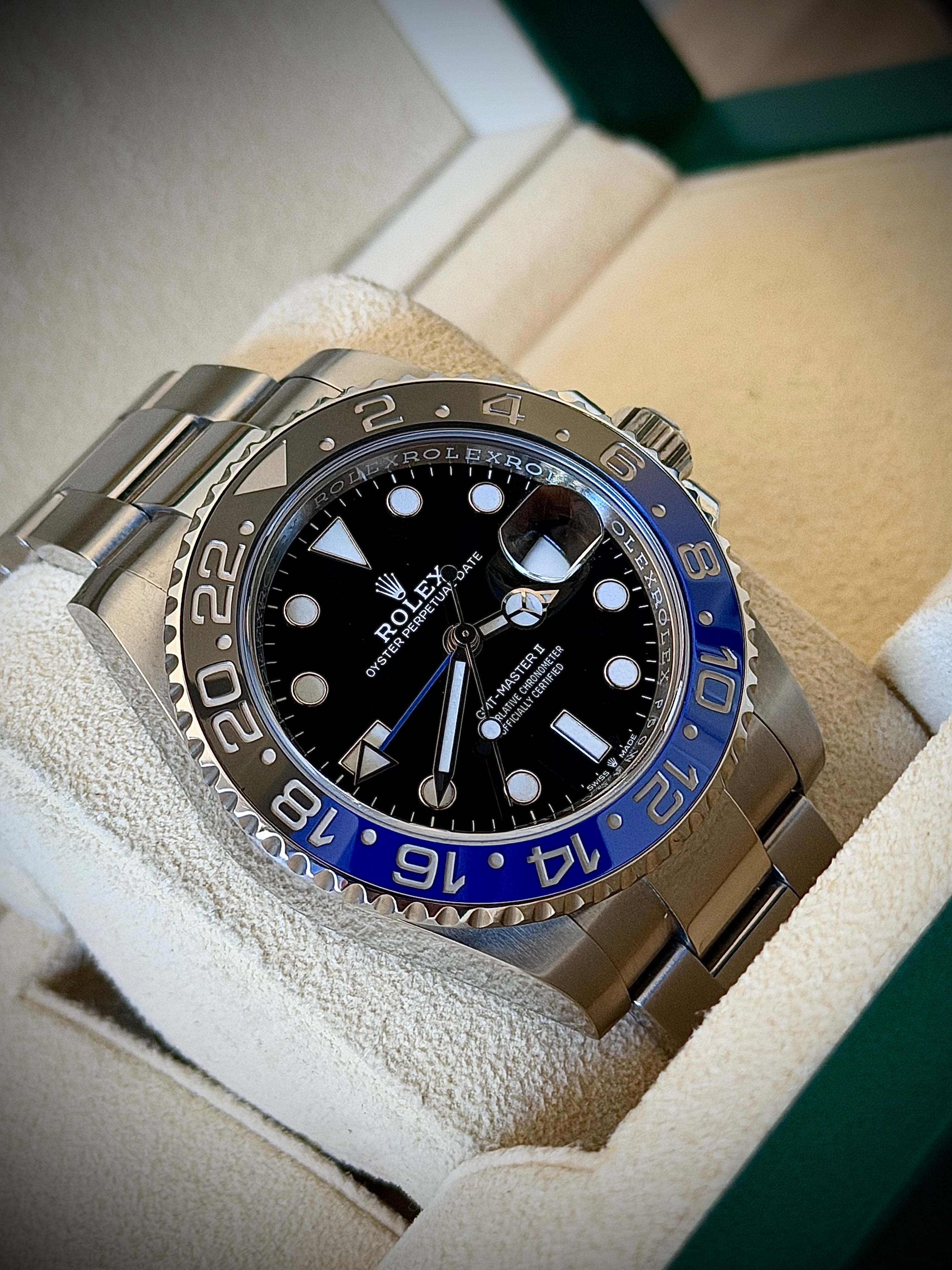 2022 ROLEX GMT MASTER II, BATMAN,, 126710BLNR, FULL SET, INC GST
