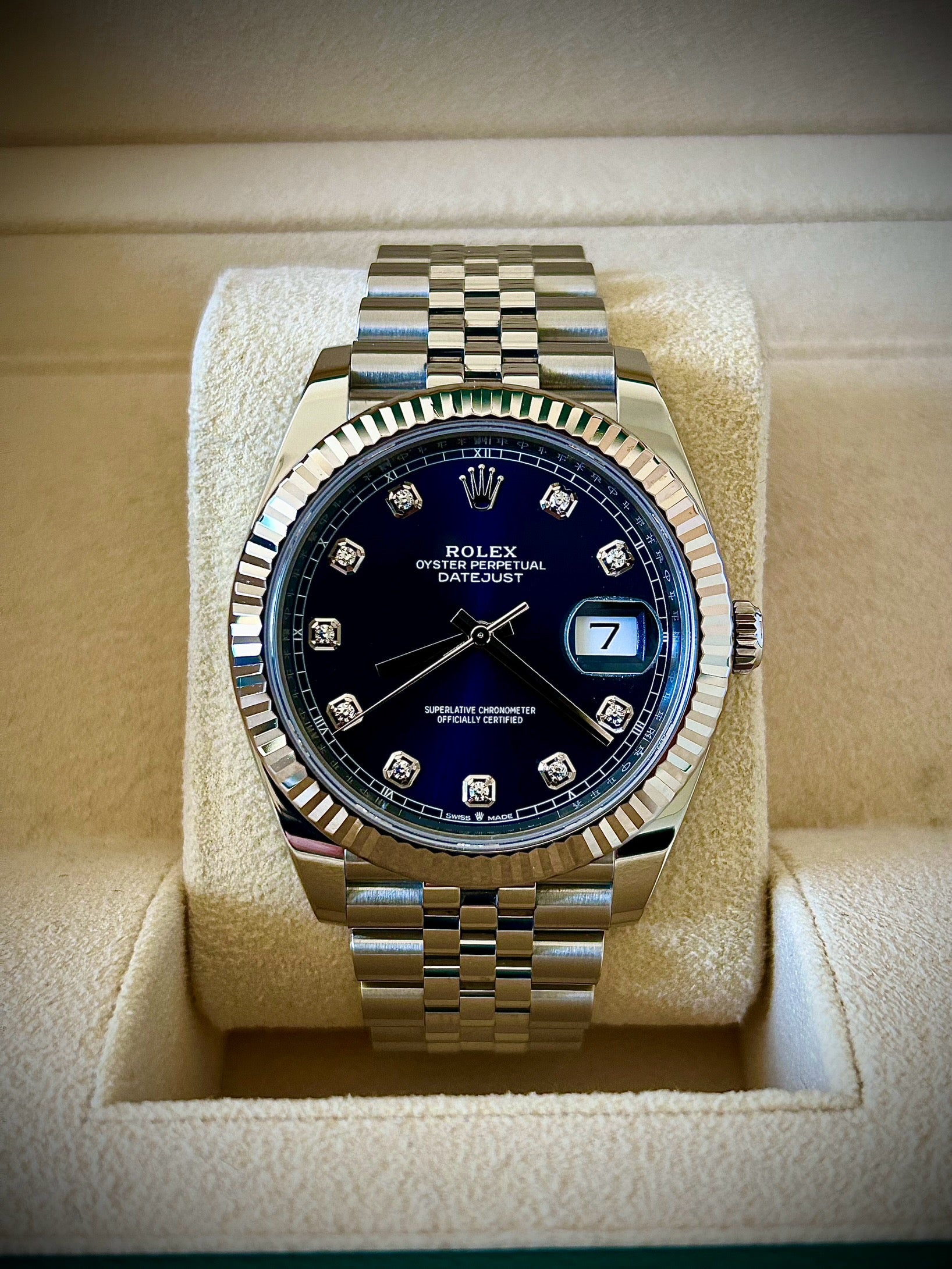 2024 ROLEX DATEJUST 41, BLUE DIAMOND DIAL, 126334, FULL SET, INC GST