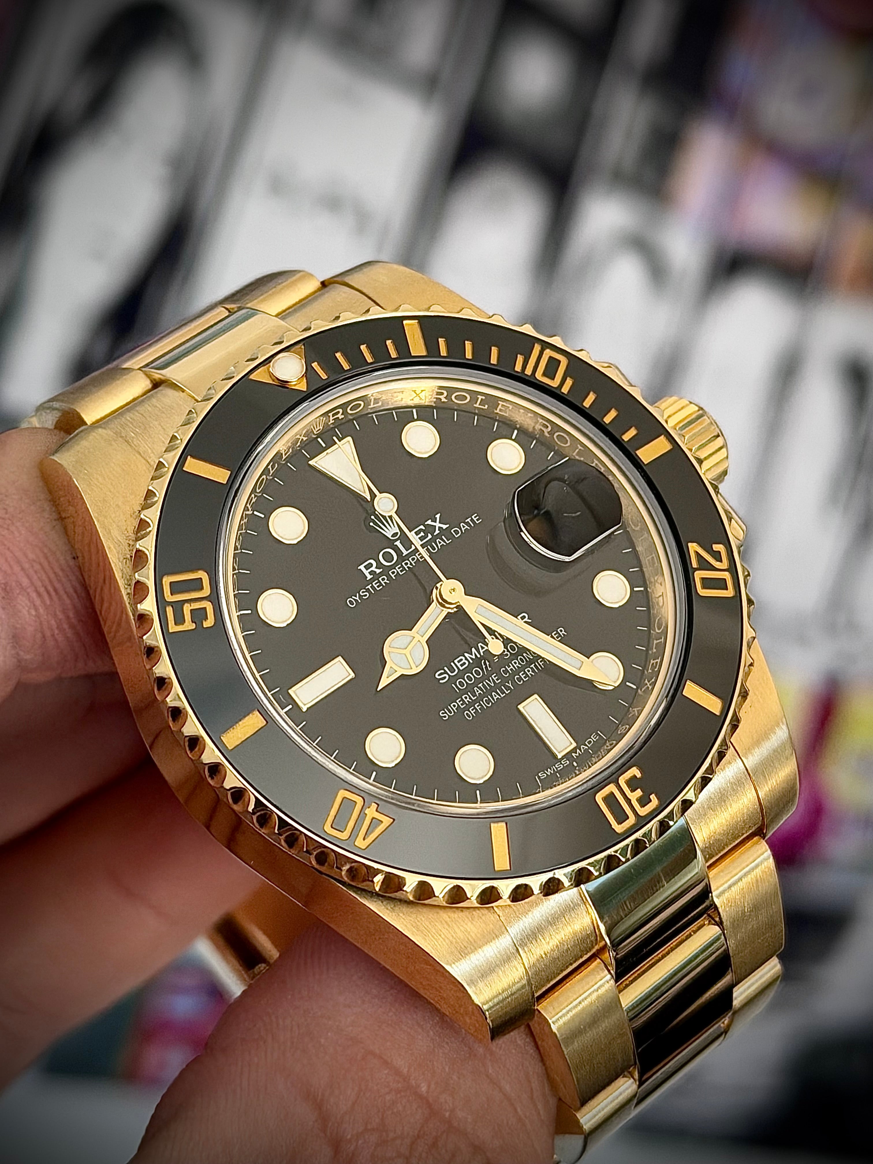 2019 ROLEX SUBMARINER DATE, YELLOW GOLD, 116618LN, BOX FULL SET, INC GST