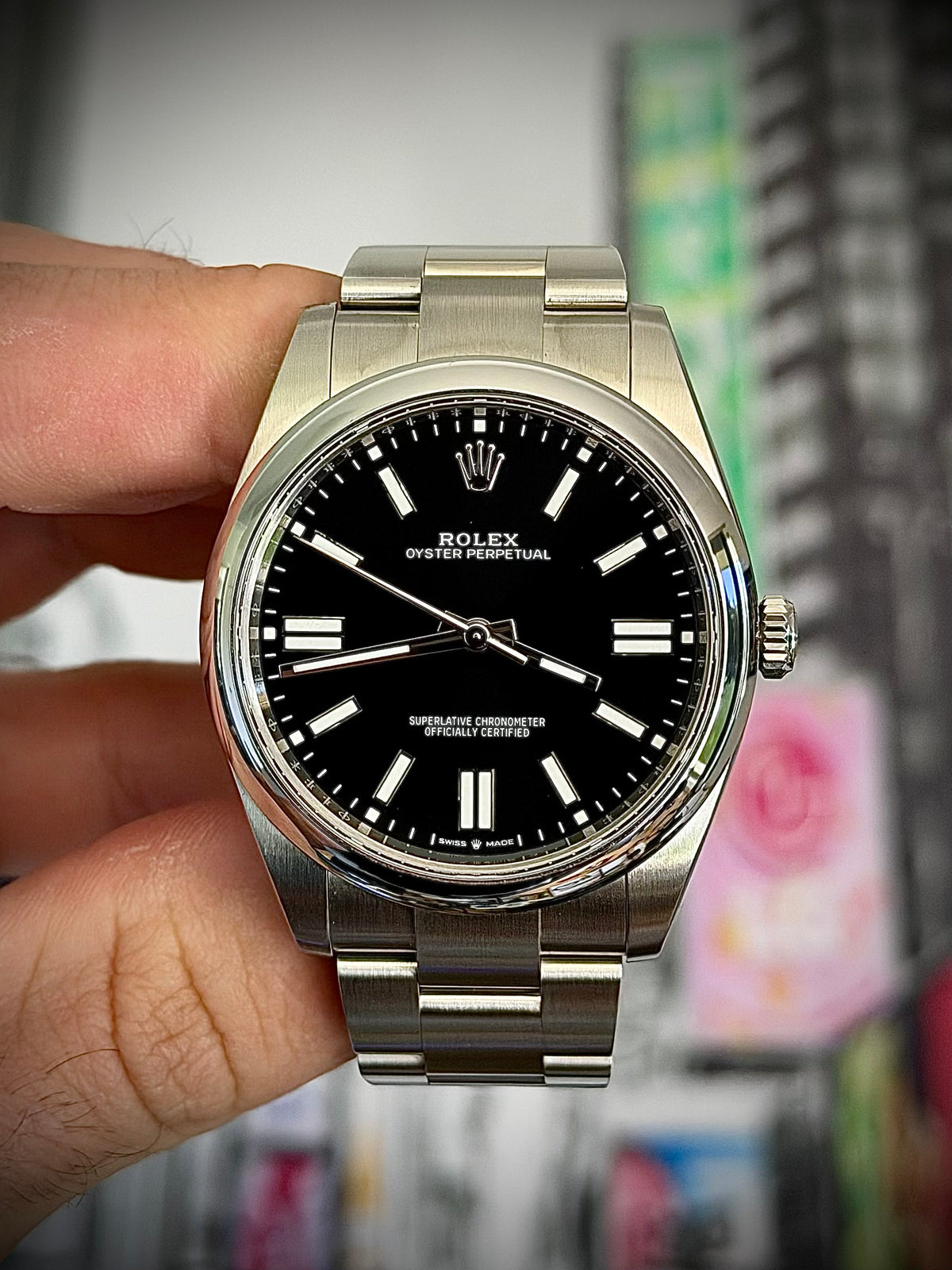 2025 ROLEX OYSTER PERPETUAL 41, 124300, BLACK DIAL, FULL SET, INC GST