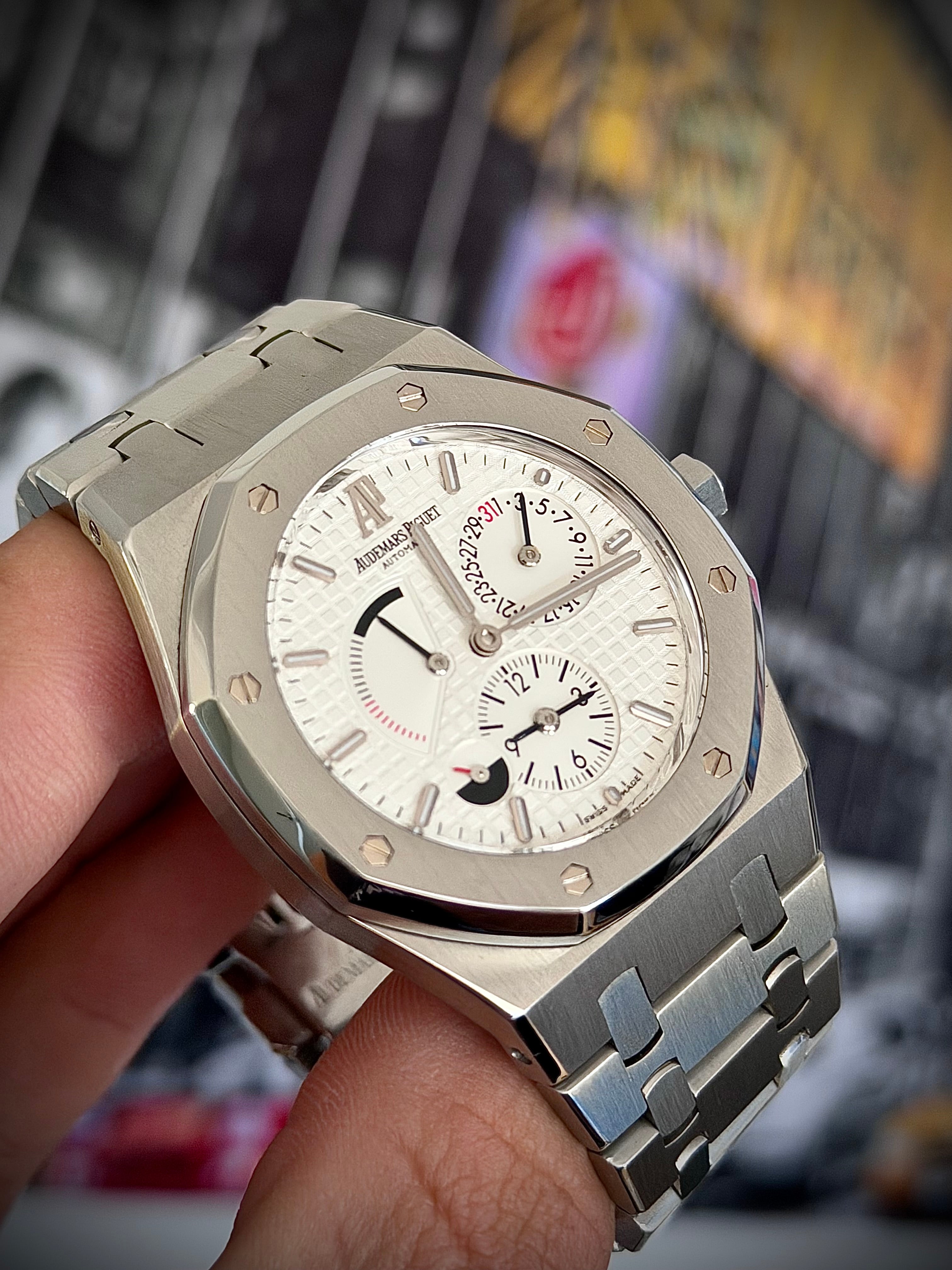 2010 AUDEMARS PIGUET ROYAL WHITE DIAL, DUAL TIME, 26120ST, FULL SET, INC GST