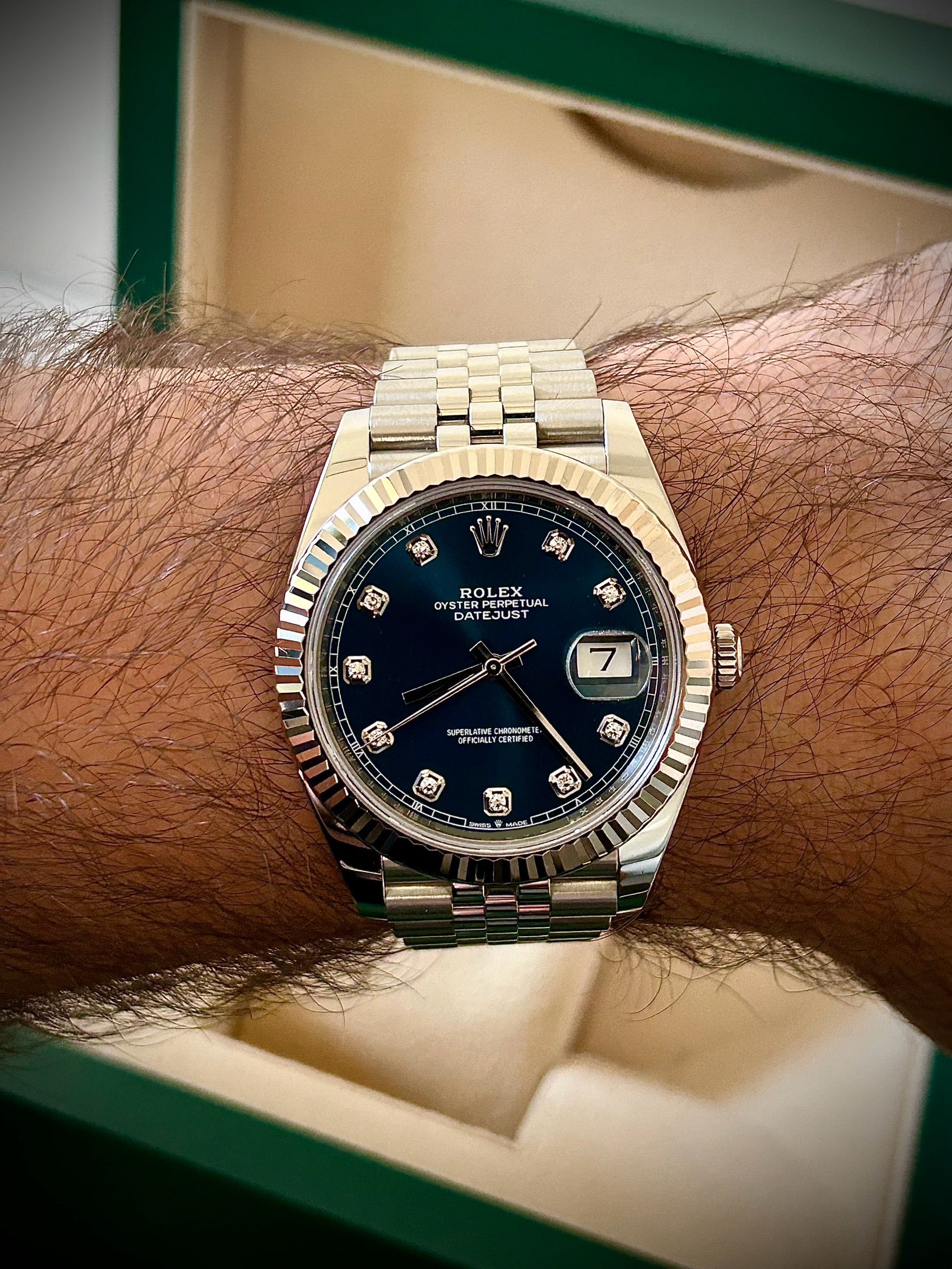 2024 ROLEX DATEJUST 41, BLUE DIAMOND DIAL, 126334, FULL SET, INC GST