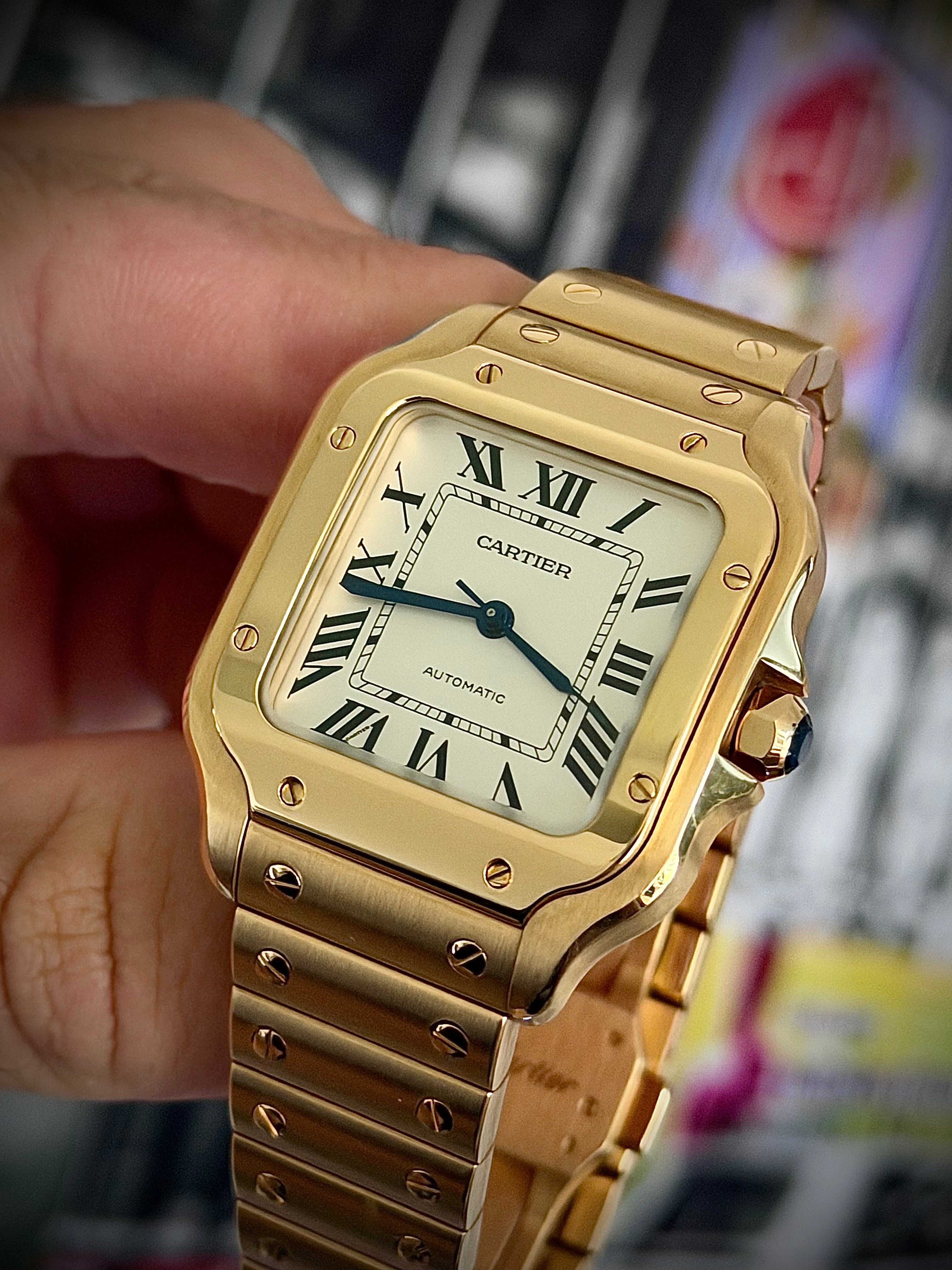 2025 CARTIER SANTOS DE CARTIER MEDIUM, WGSA0030, 18CT YELLOW GOLD, FULL SET, INC GST