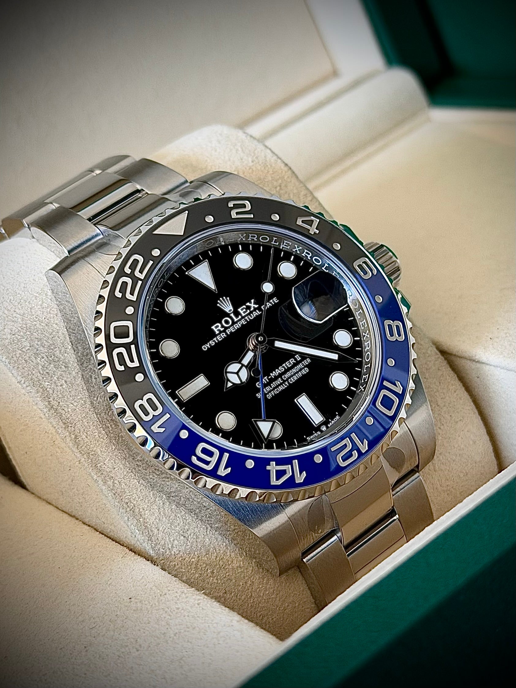 2025 ROLEX GMT MASTER II, BATMAN, BRAND NEW, 126710BLNR, FULL SET, INC GST