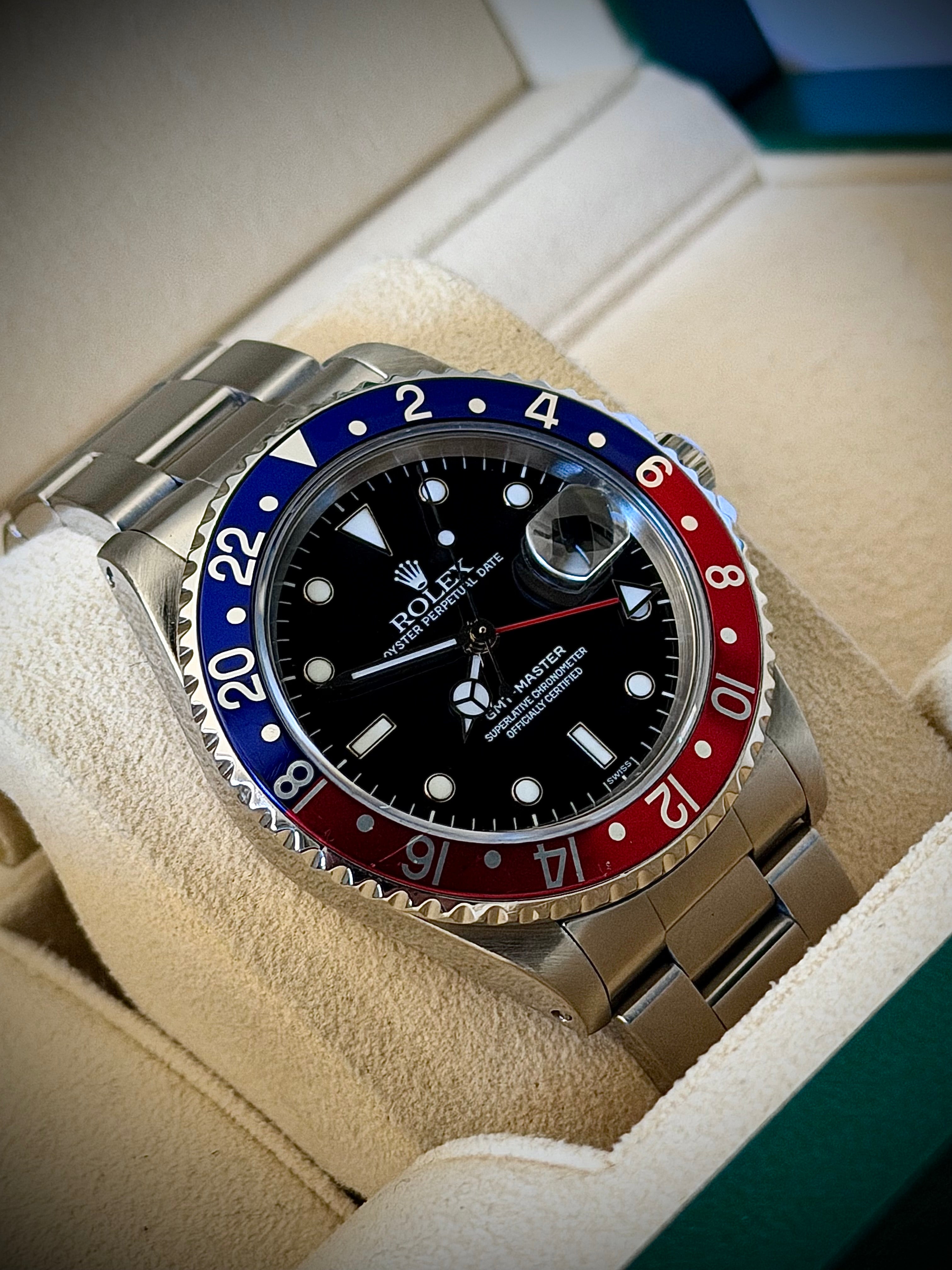 1999 ROLEX GMT MASTER II, PEPSI, SWISS ONLY, 16700, WATCH ONLY, INC GST