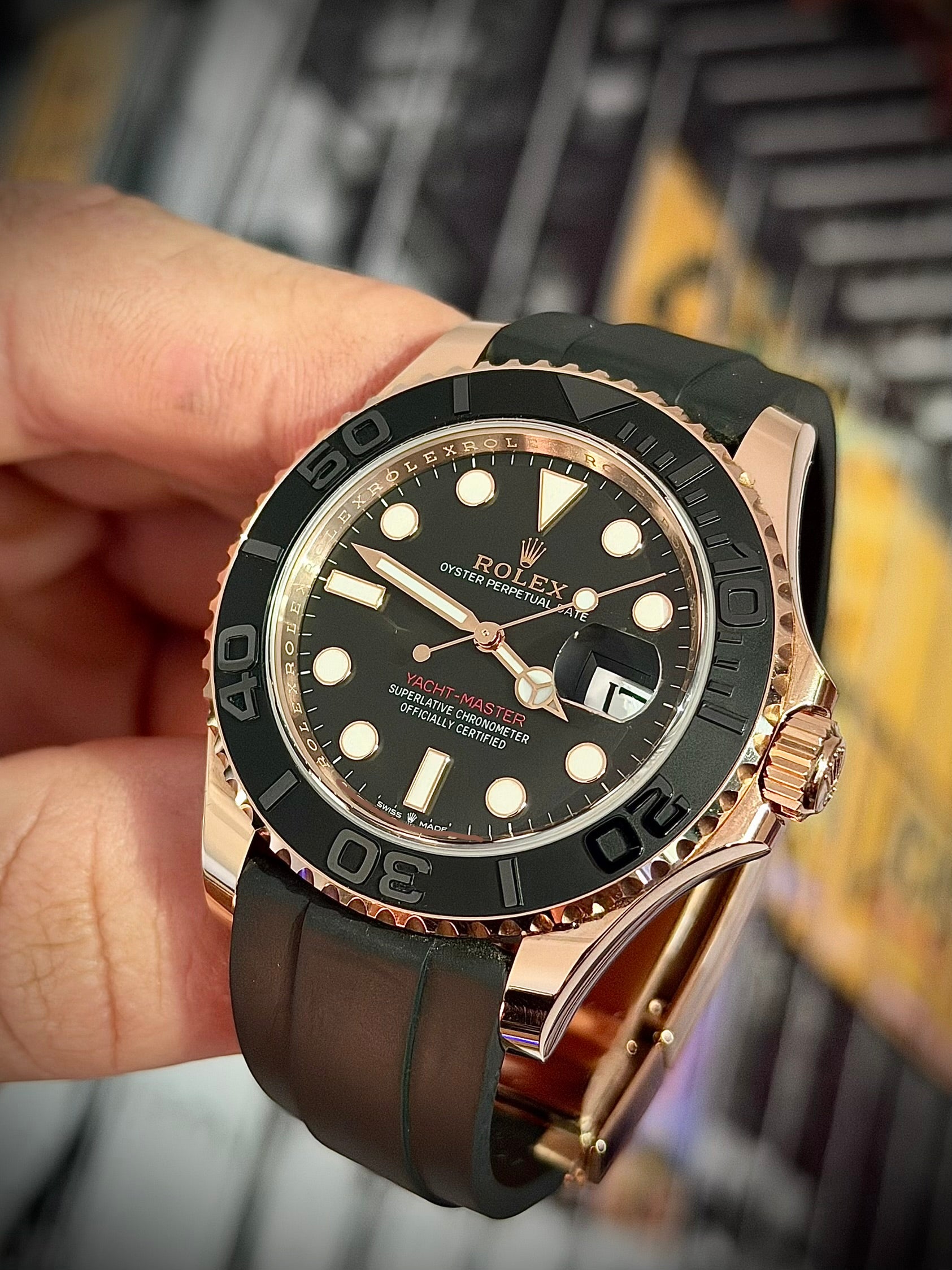 2024 ROLEX YACHT-MASTER 40, 126655, 18CT EVEROSE GOLD, OYSTERFLEX, FULL SET, INC GST