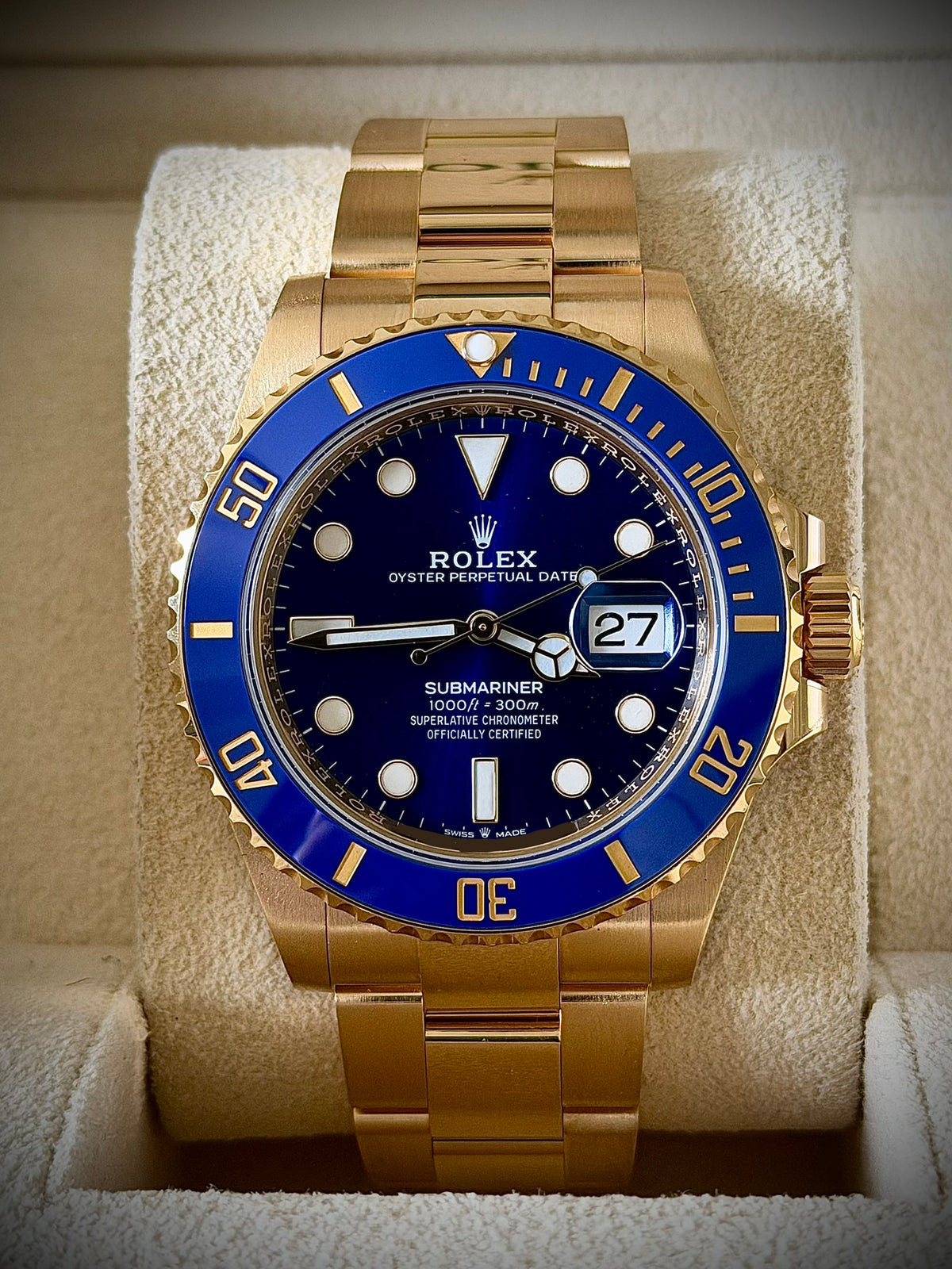 2022 ROLEX SUBMARINER DATE, “BLUESY”, 126618LB, BLUE DIAL, 18CT YELLOW GOLD, FULL SET, INC GST