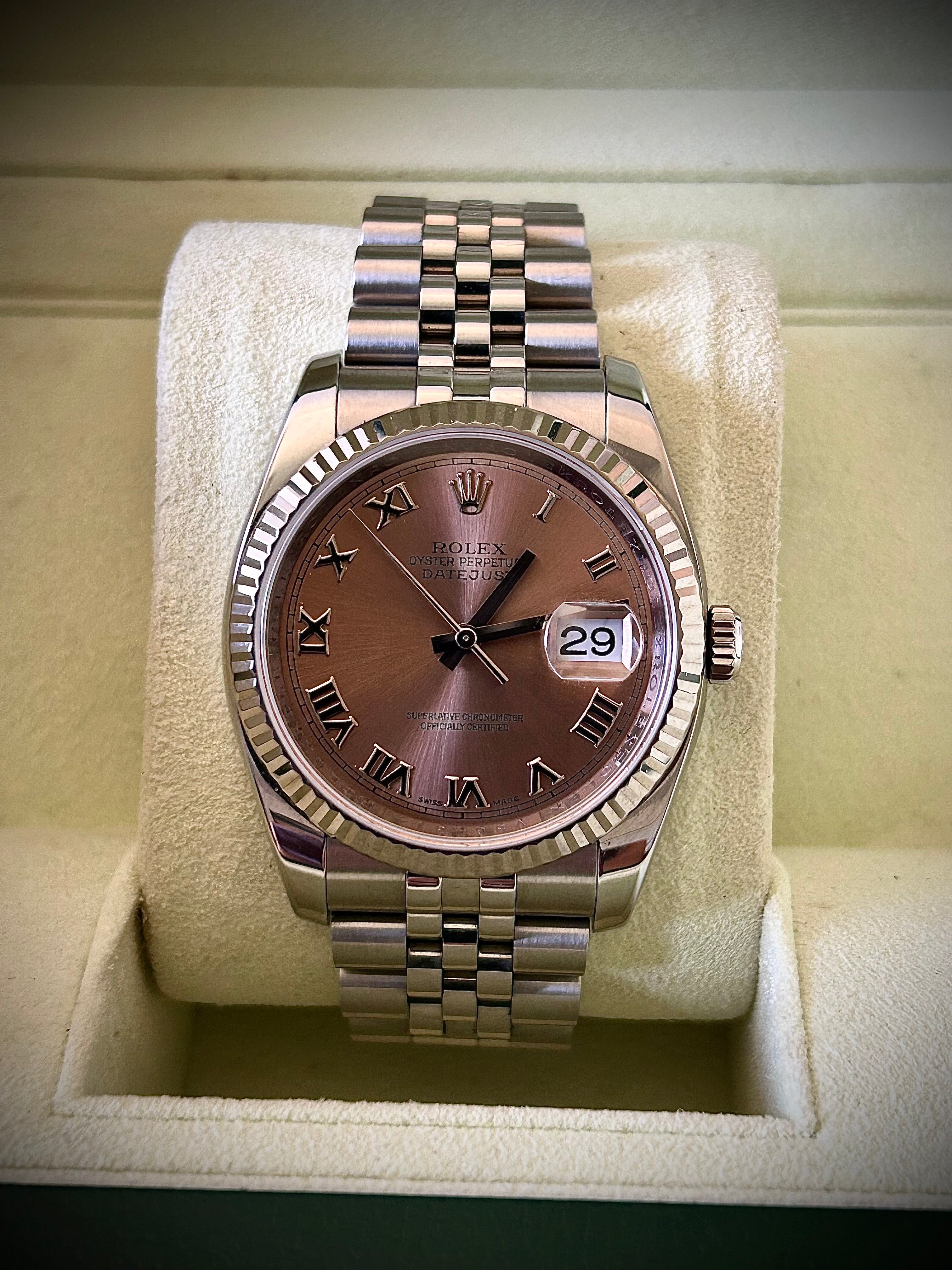 2011 ROLEX DATEJUST 36, 116234, SALMON DIAL, FULL SET, INC GST