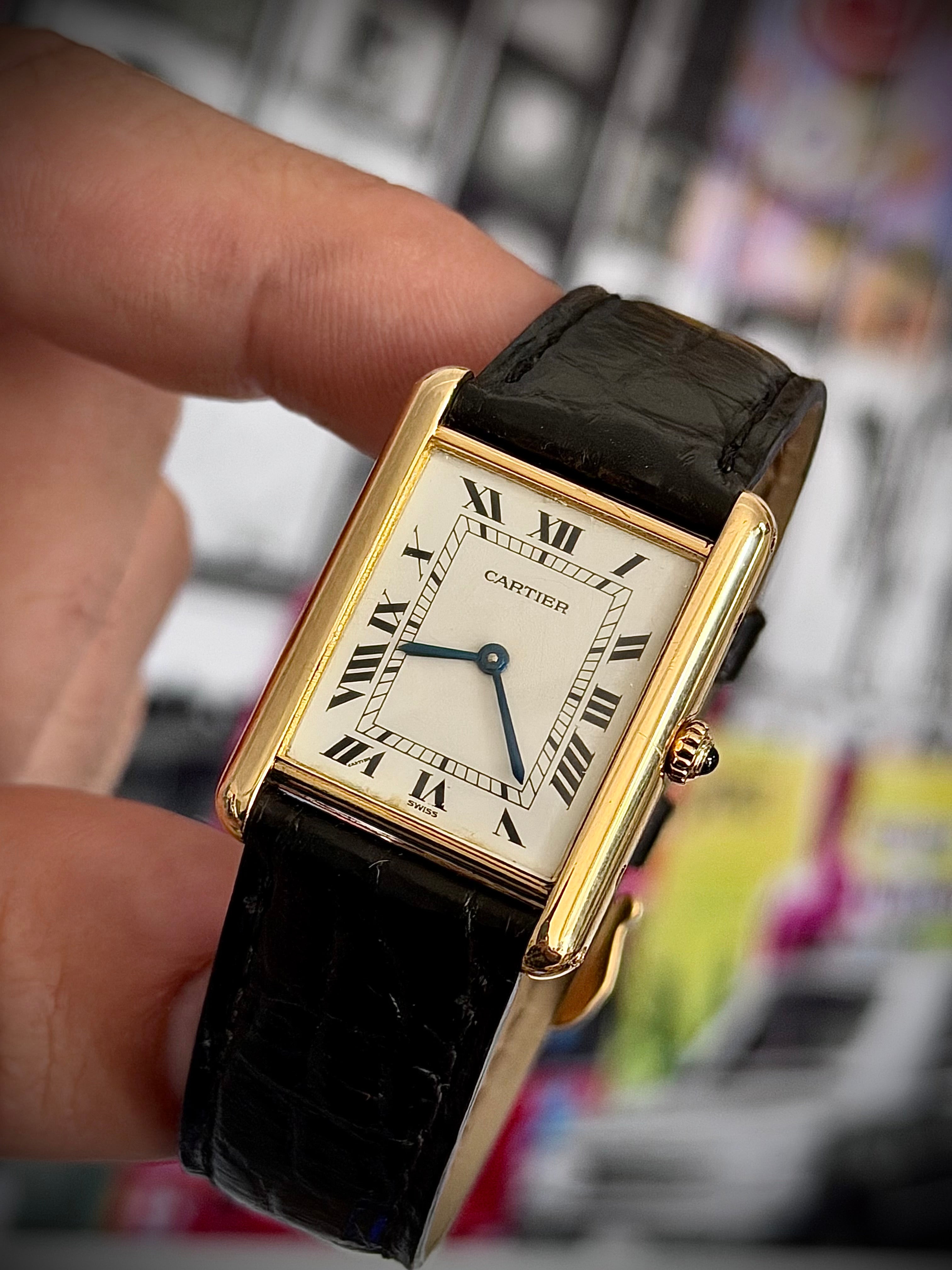 1989 CARTIER TANK LOUIS CARTIER, 88105, 18K YELLOW GOLD, FULL SET, INC GST