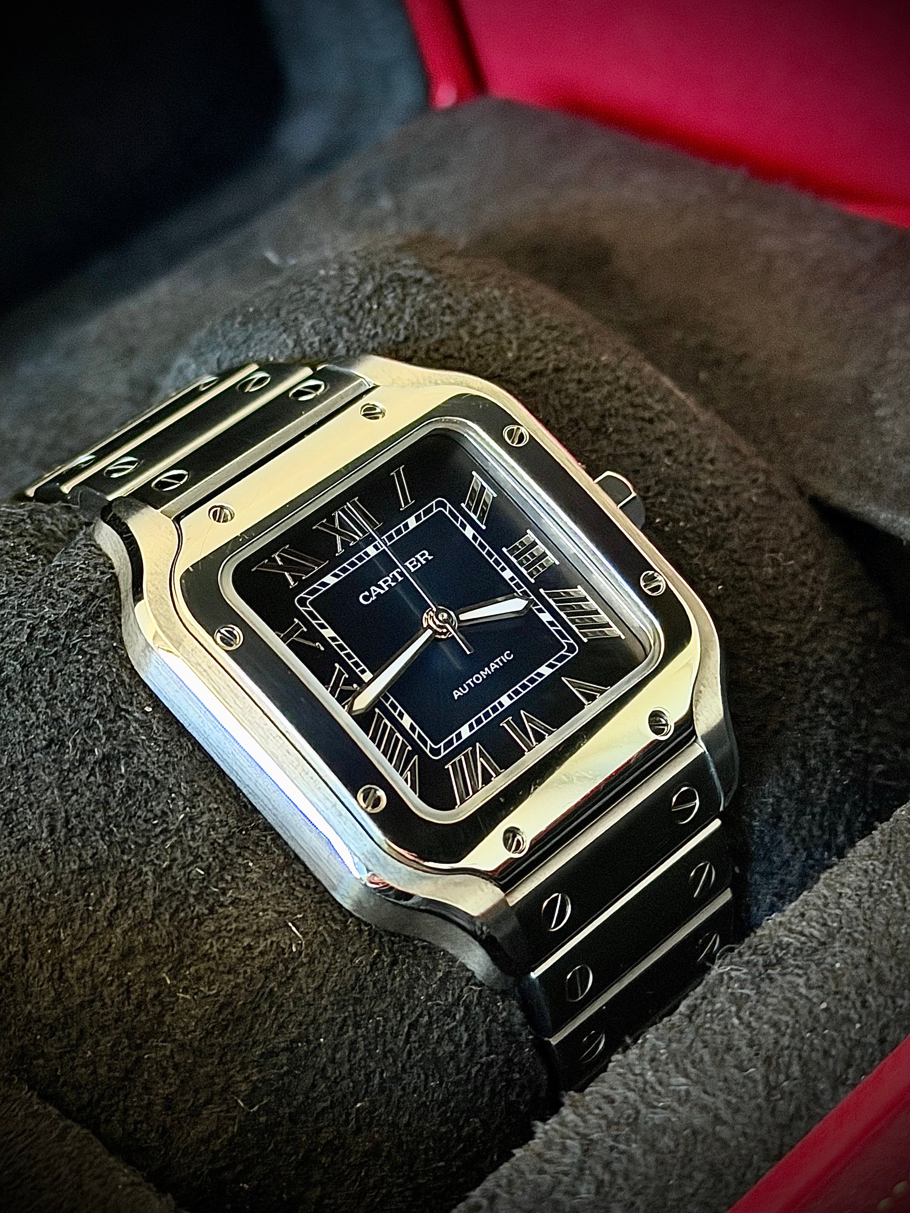 2024 CARTIER SANTOS DE CARTIER MEDIUM, BLUE DIAL, WSSA0063, FULL SET, INC GST