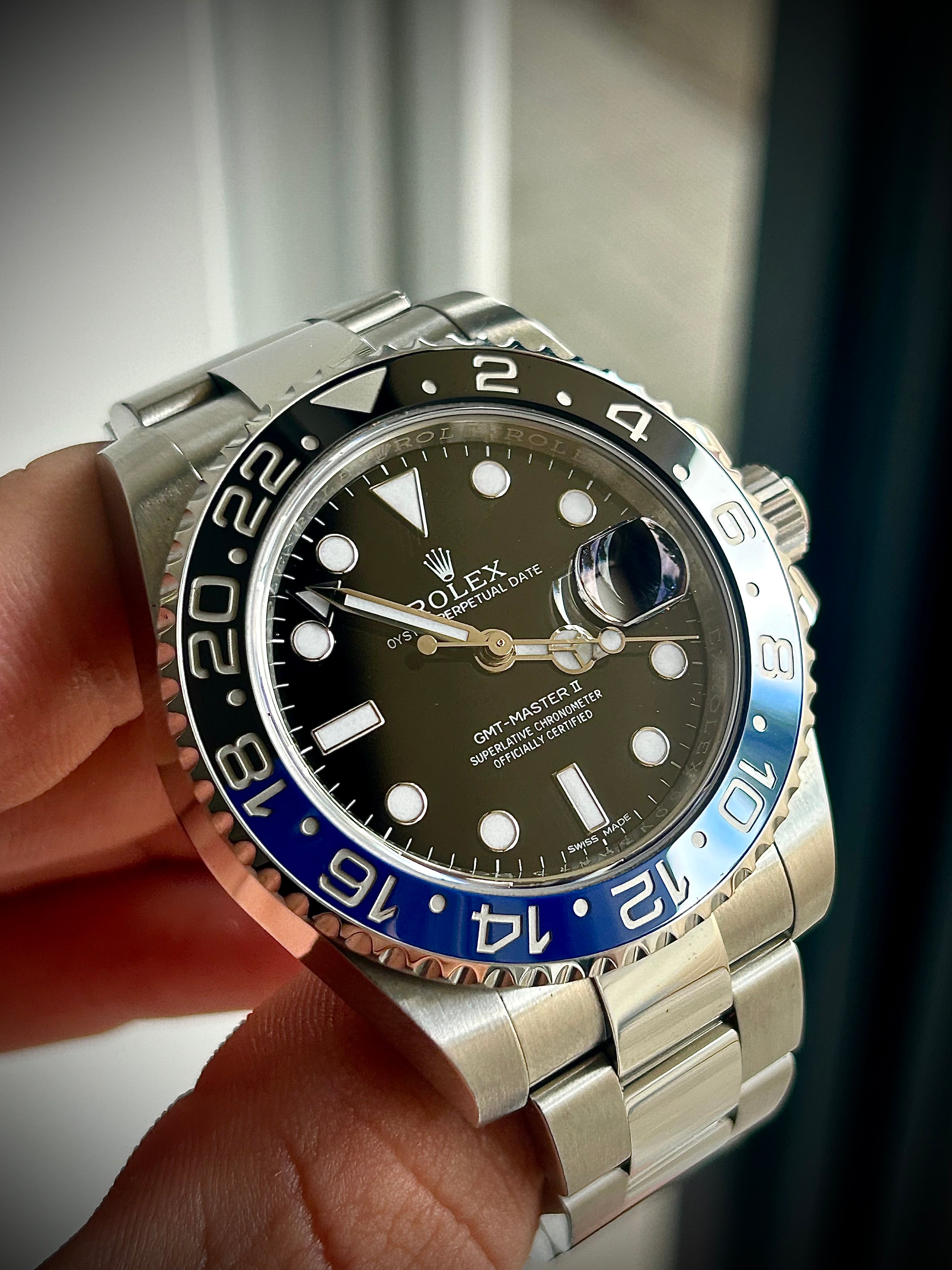 2015 ROLEX GMT MASTER II, BATMAN, 116710BLNR, FULL SET, INC GST