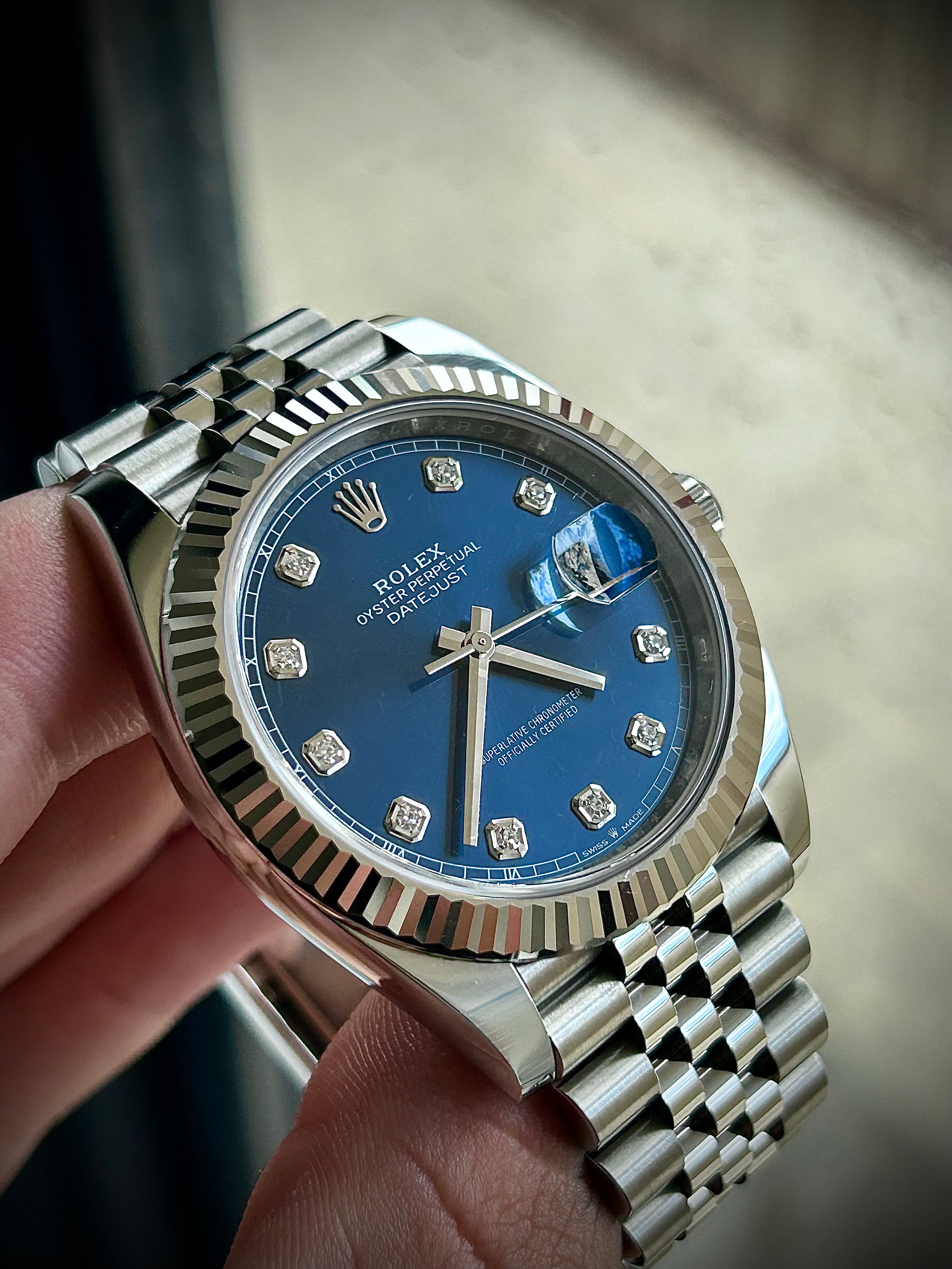 2024 ROLEX DATEJUST 41, BLUE DIAMOND DIAL, 126334, FULL SET, INC GST