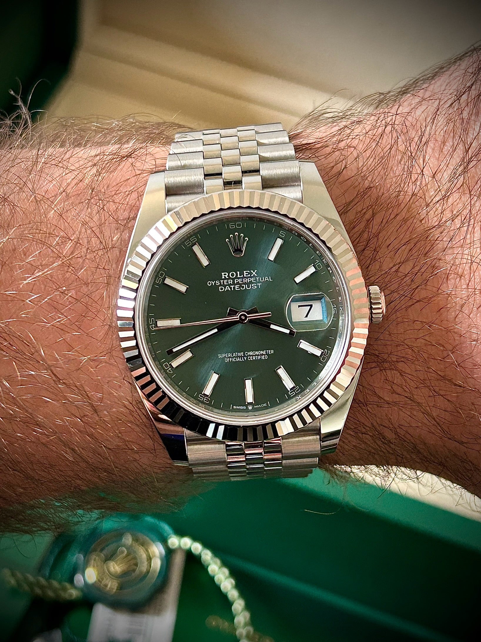2025 ROLEX DATEJUST 41, MINT GREEN, 126334, FULL SET, INC GST
