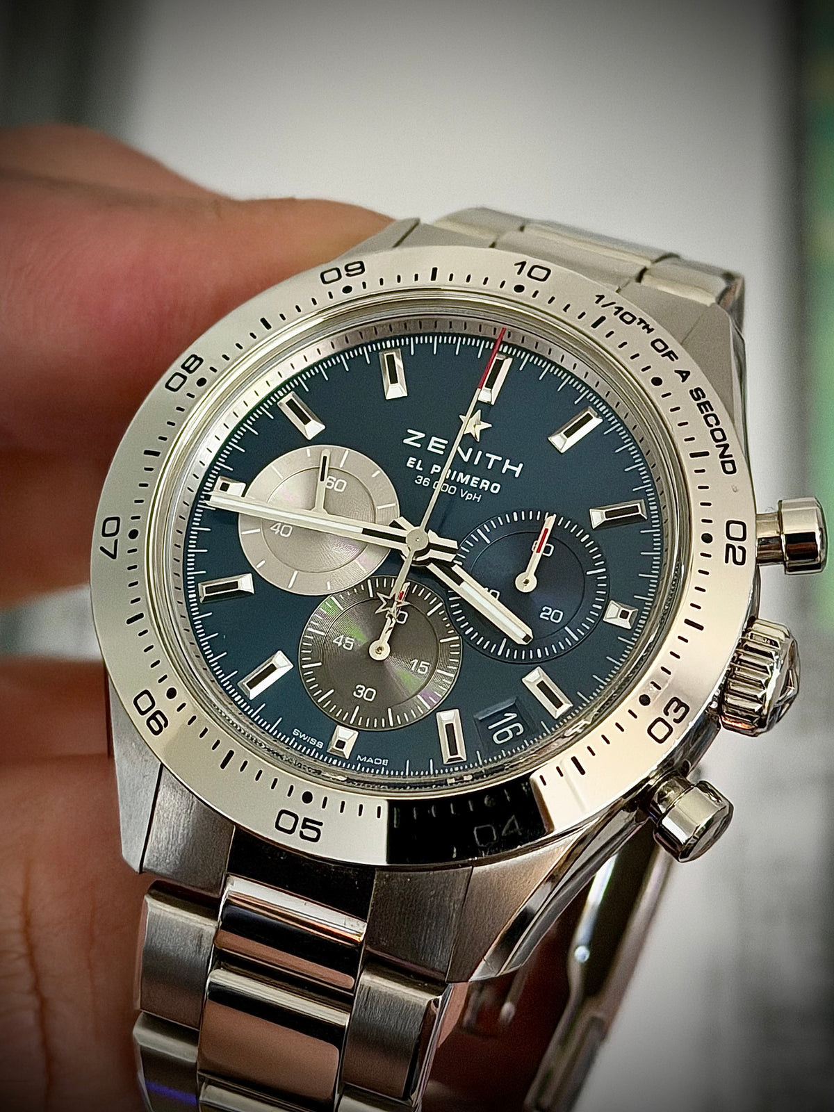 CIRCA 2023 ZENITH CHRONOMASTER SPORT, 03.3114.3600 (tel:03.3114.3600)/51.M3100, BLUE DIAL, STEEL BRACELET + GENUINE ZENITH RUBBER STRAP, INC GST