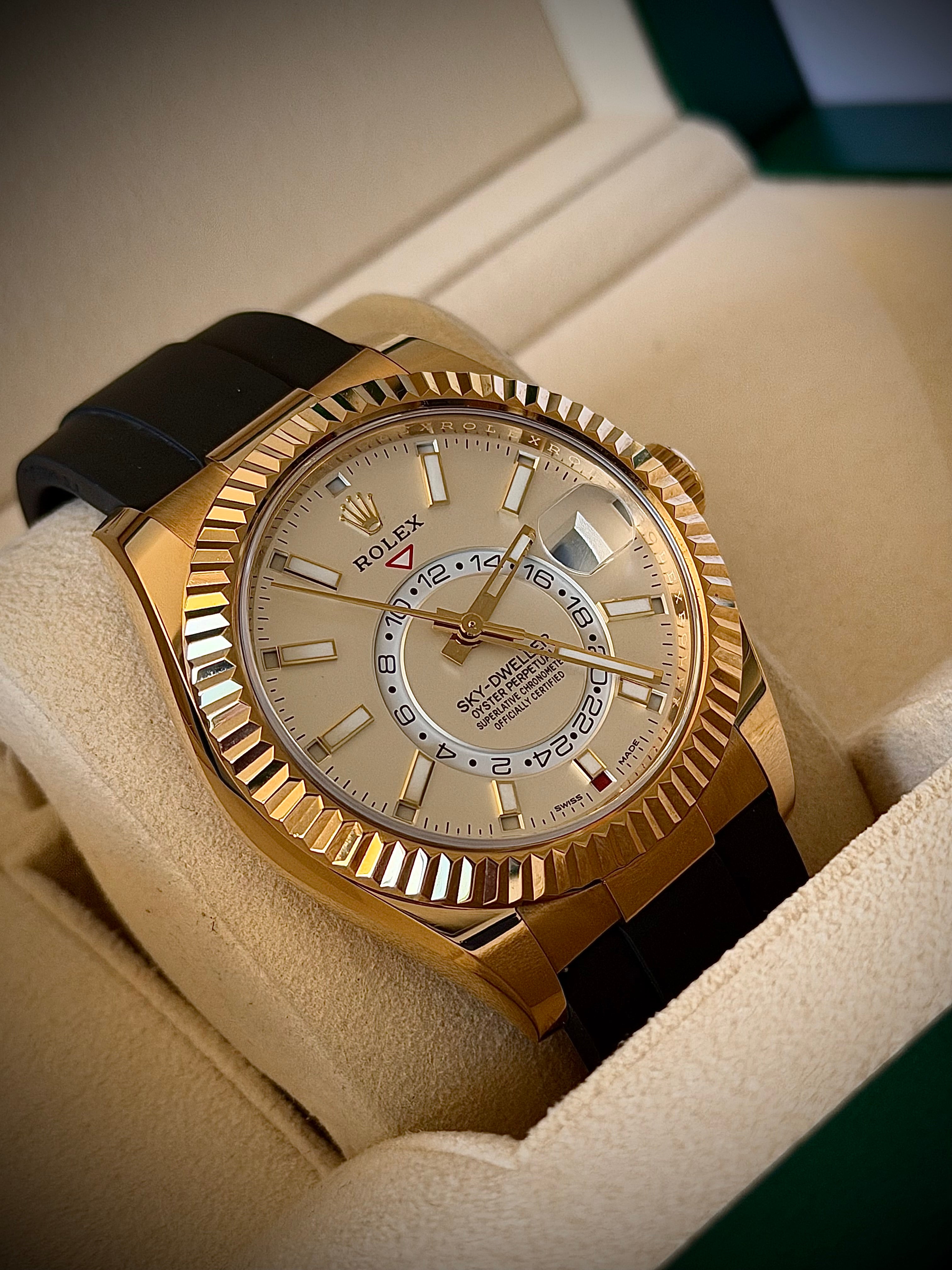 2022 ROLEX SKY-DWELLER, 326238, WHITE DIAL, OYSTERFLEX, FULL SET, INC GST