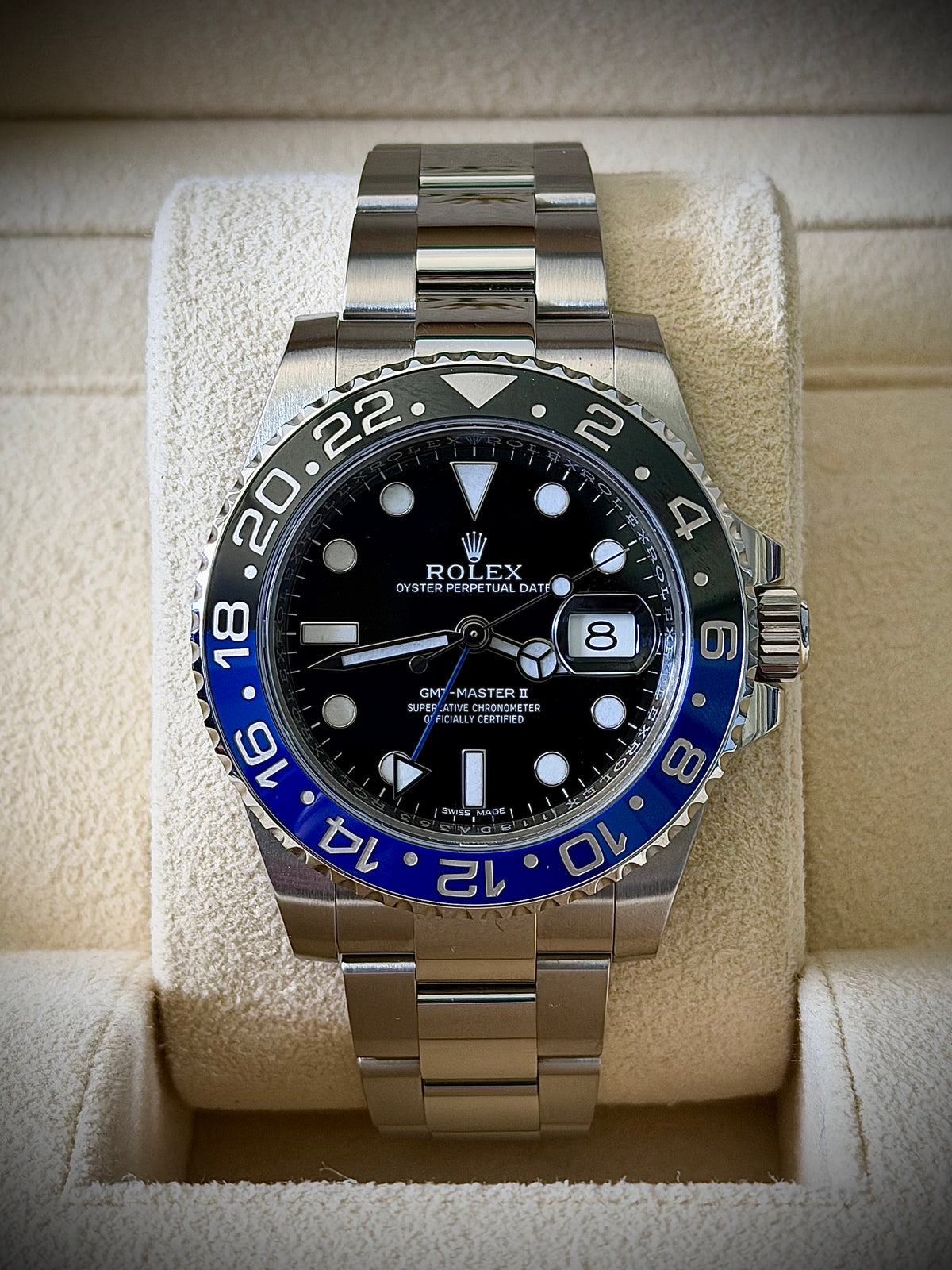 2014 ROLEX GMT-MASTER II “BATMAN”, 116710BLNR, BOX & PAPERS, EXCELLENT CONDITION, INC GST