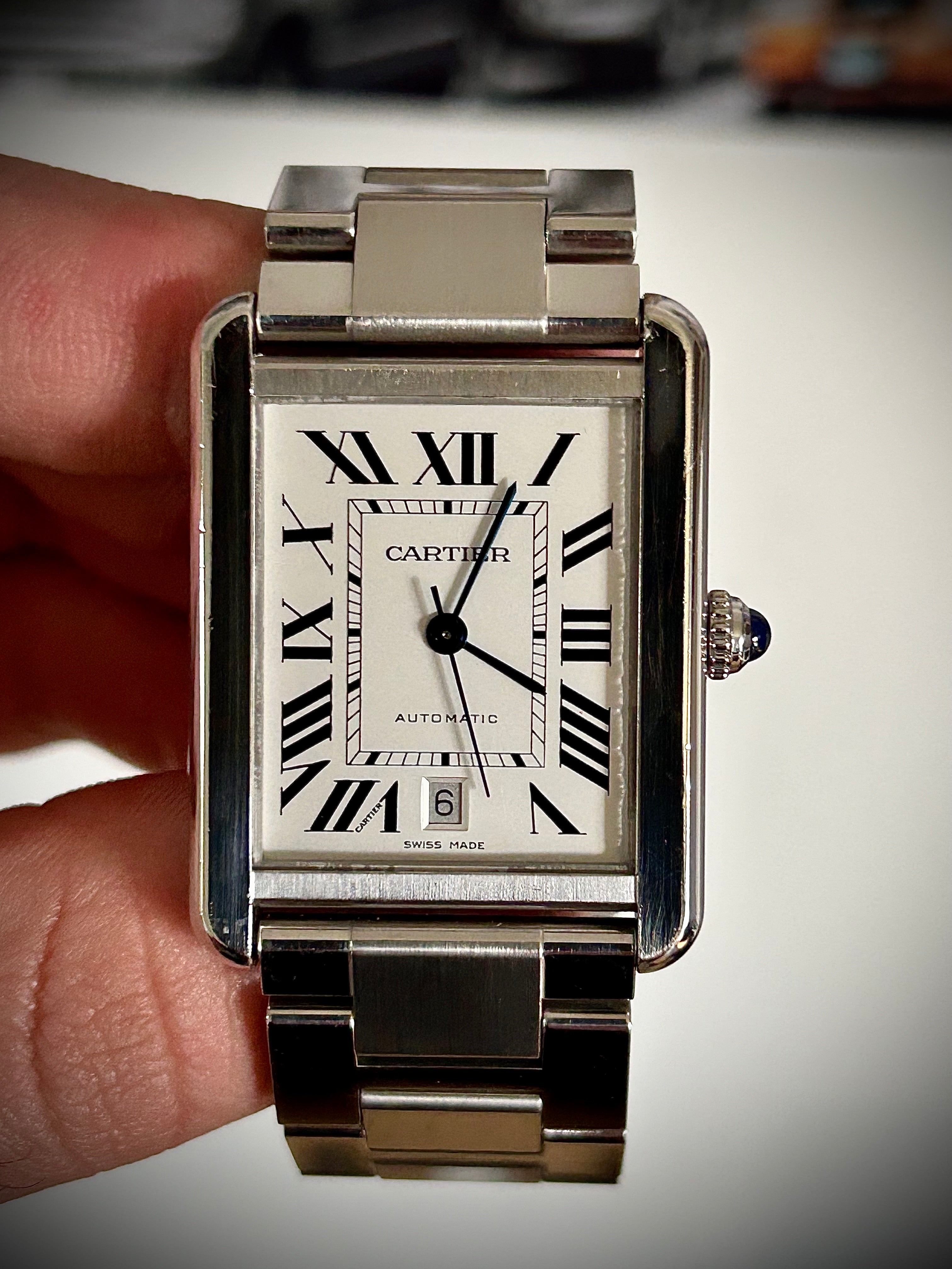 CARTIER TANK SOLO XL AUTOMATIC, W5200028, WATCH + CARTIER POUCH, INC GST