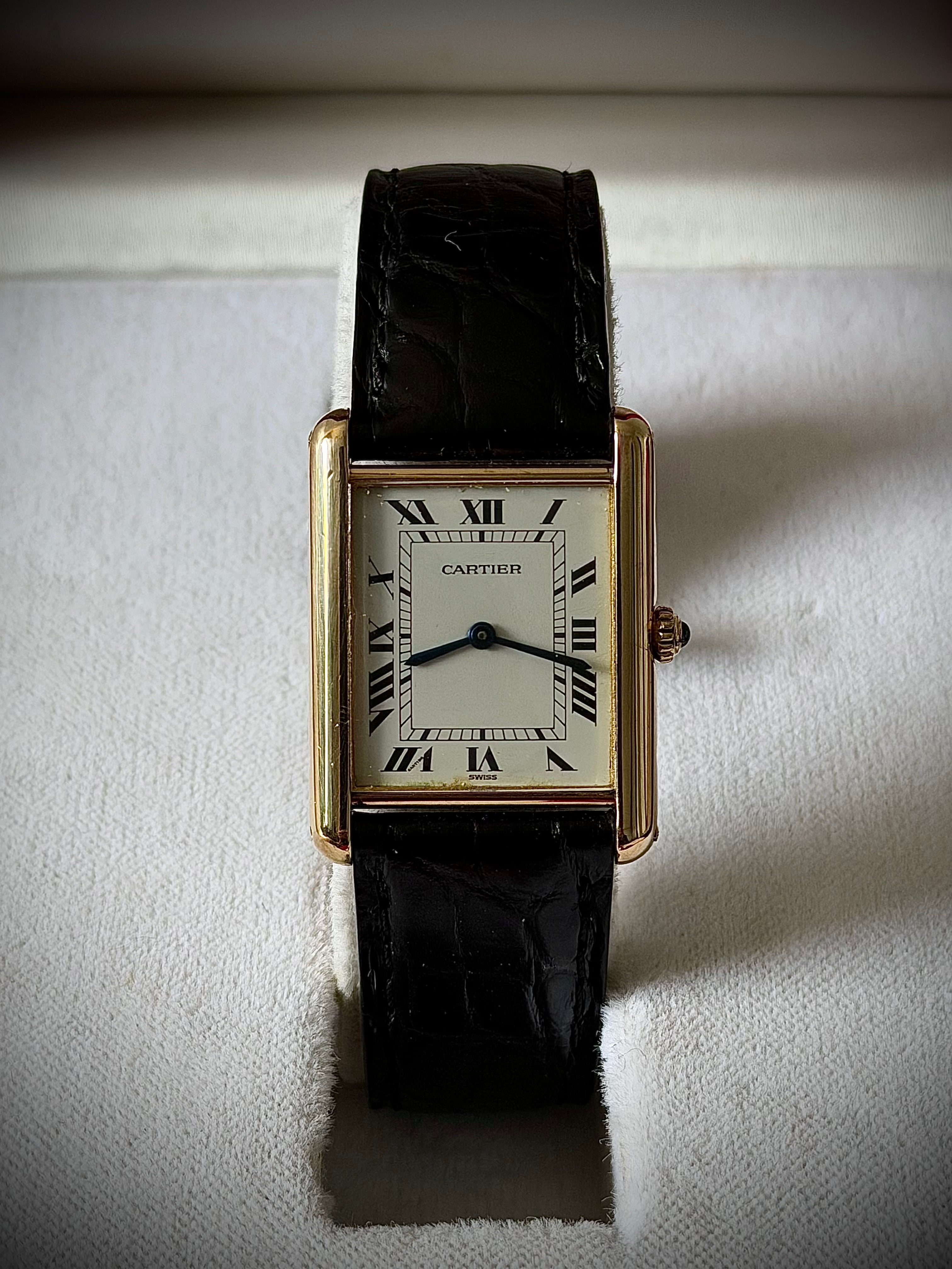 1989 CARTIER TANK LOUIS CARTIER, 88105, 18K YELLOW GOLD, FULL SET, INC GST