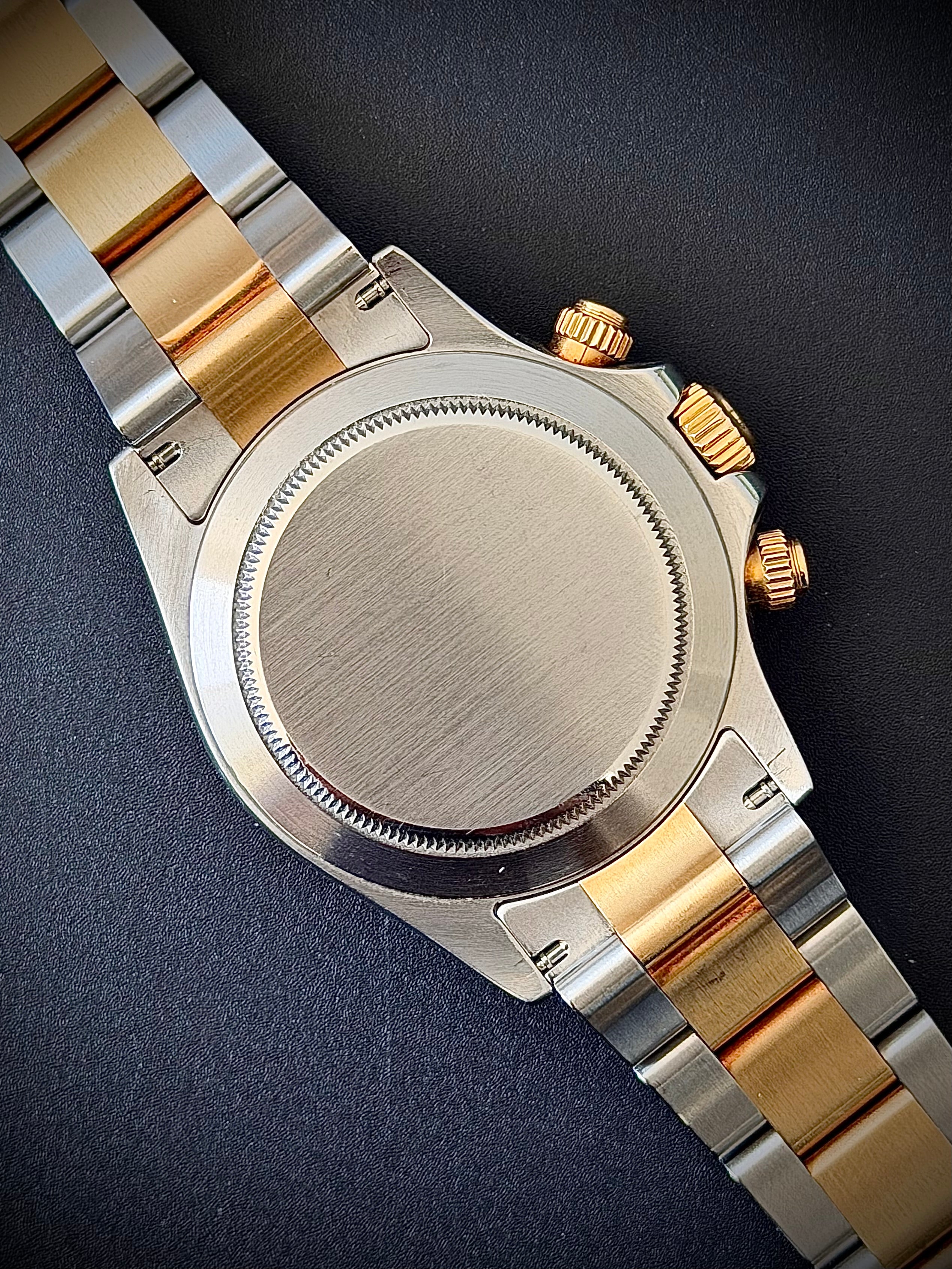 2003 ROLEX COSMOGRAPH DAYTONA, BLACK DIAL, TWO TONE, 116523, WATCH AND BOX, INC GST