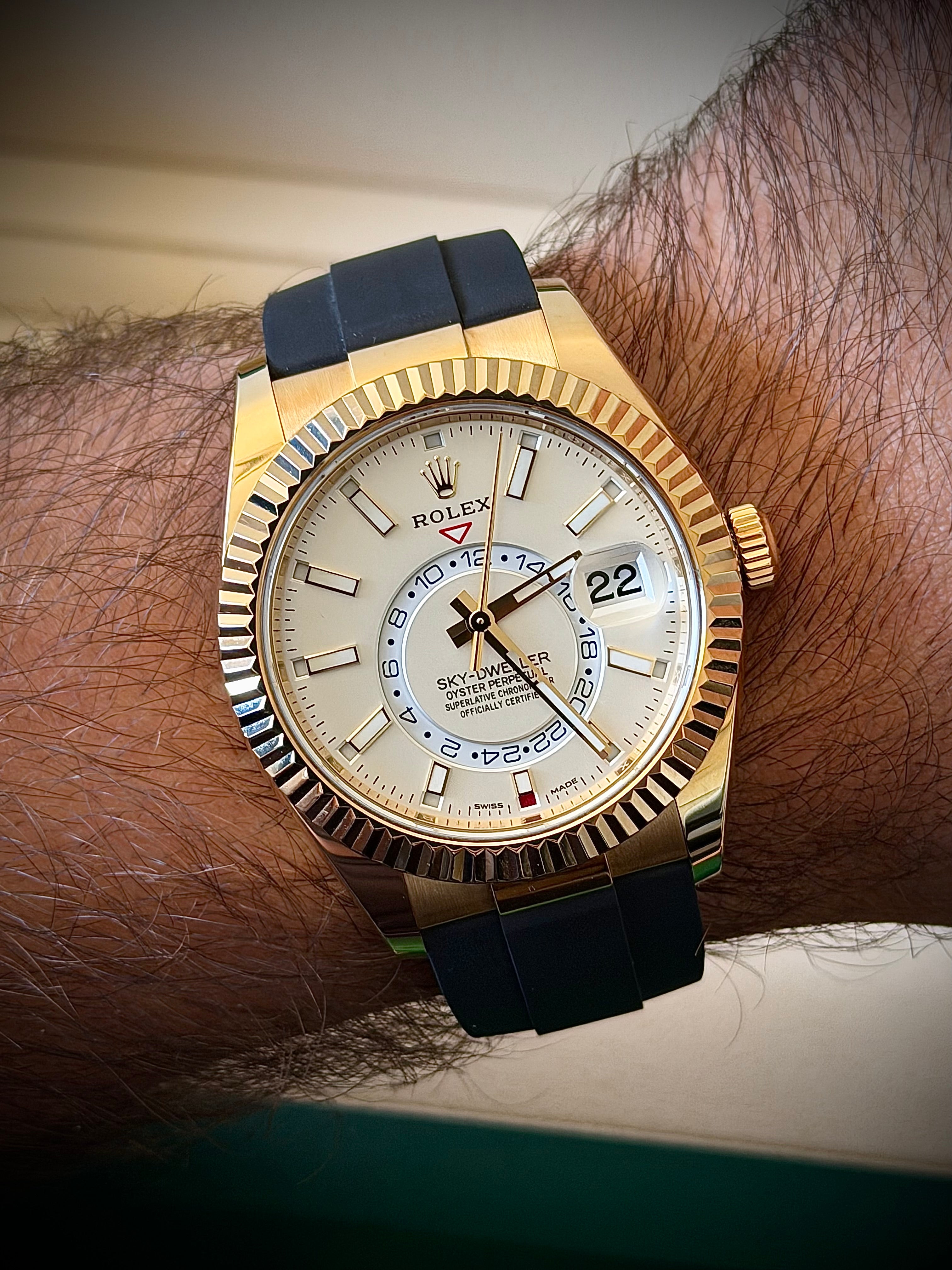 2022 ROLEX SKY-DWELLER, 326238, WHITE DIAL, OYSTERFLEX, FULL SET, INC GST