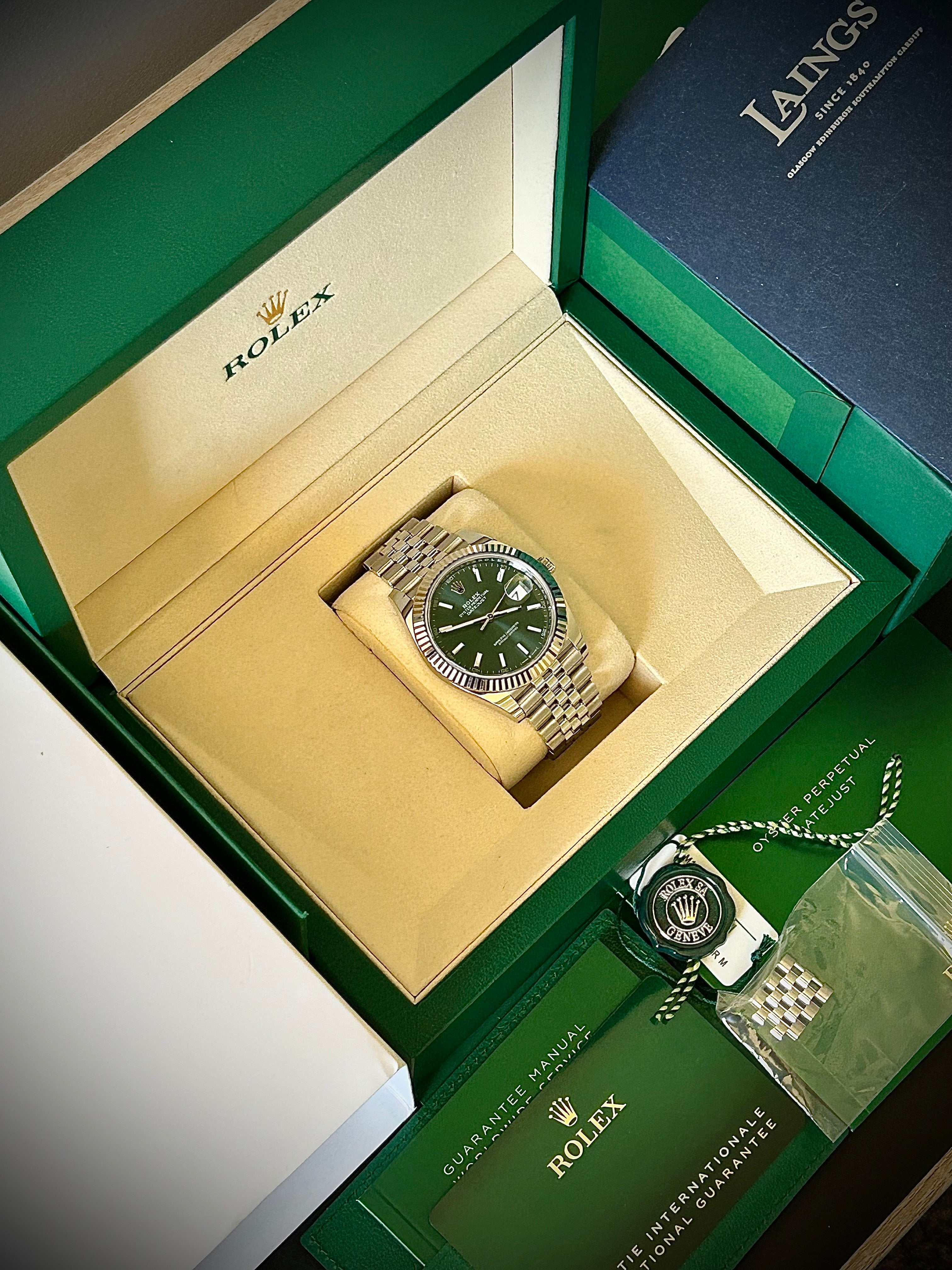 2025 ROLEX DATEJUST 41, MINT GREEN, 126334, FULL SET, INC GST