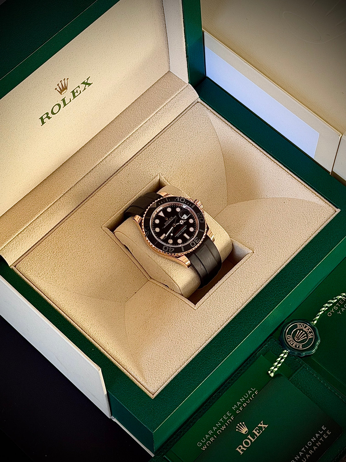 2024 ROLEX YACHT-MASTER 40, 126655, 18CT EVEROSE GOLD, OYSTERFLEX, FULL SET, INC GST