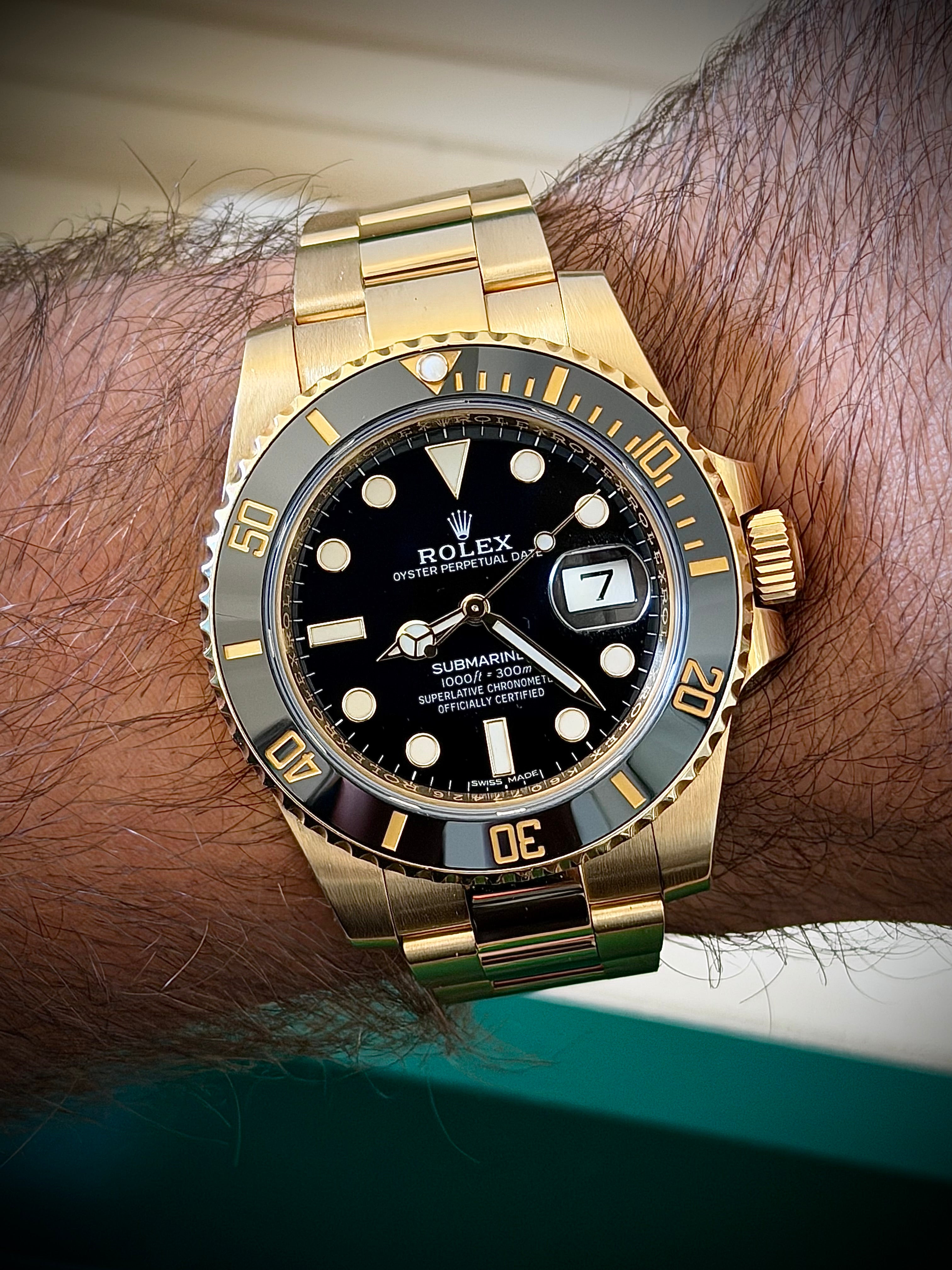 2019 ROLEX SUBMARINER DATE, YELLOW GOLD, 116618LN, BOX FULL SET, INC GST