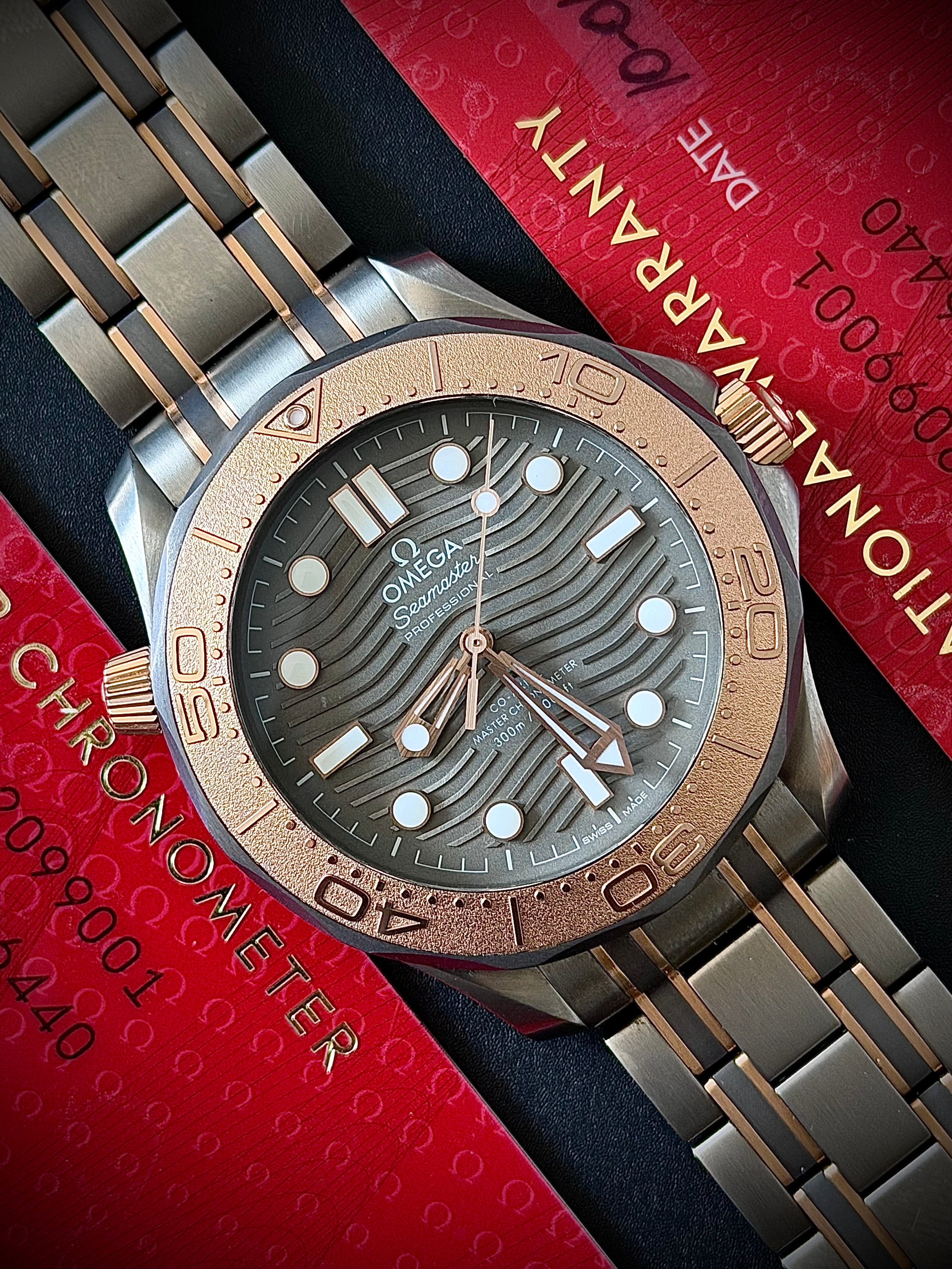 2022 OMEGA SEAMASTER DIVER 300M, LIMITED EDITION, TANTALUM, TITANUM & SEDNA GOLD, 210.60.42.20.99.001, FULL SET, INC GST