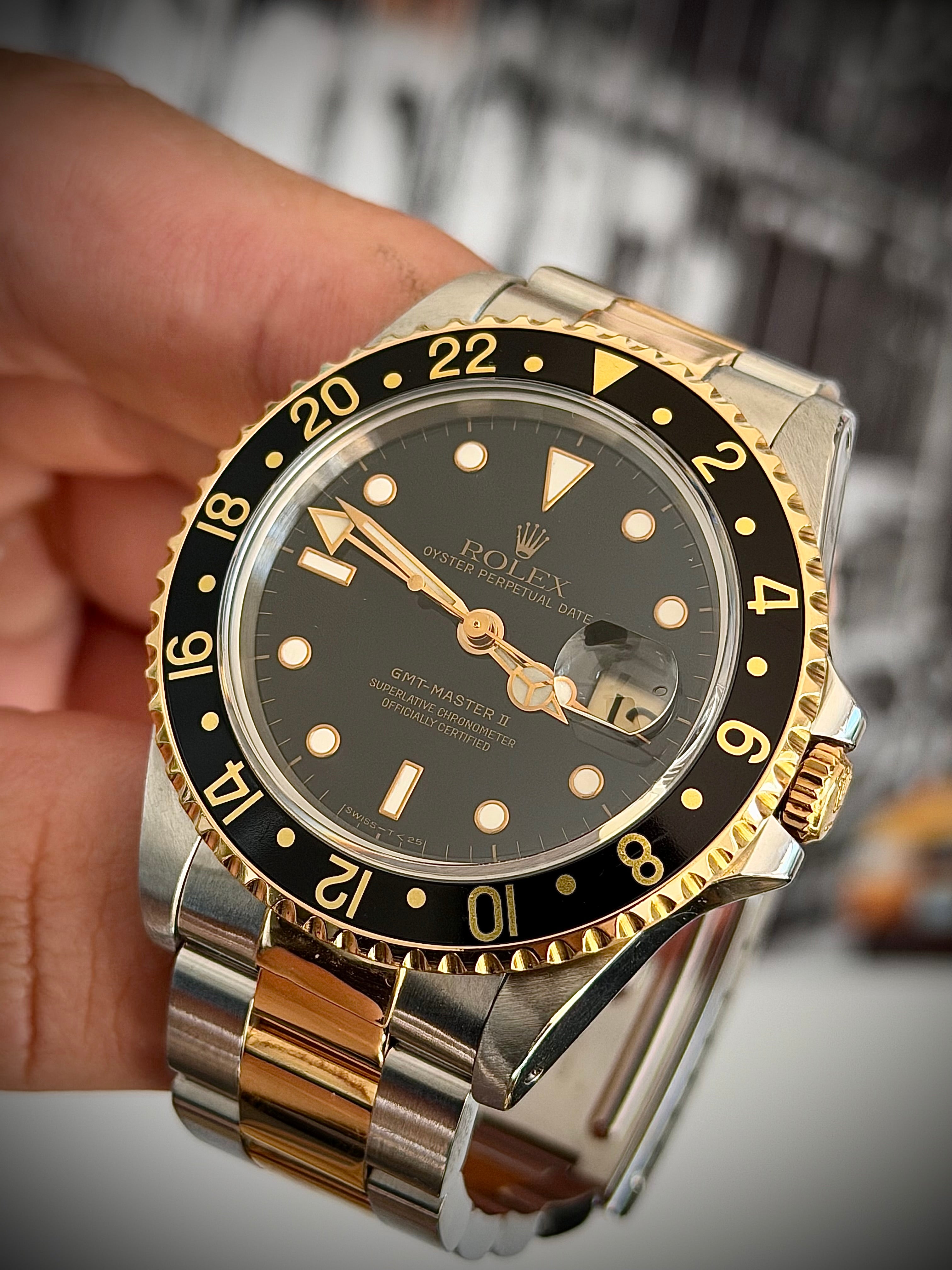 1993 ROLEX GMT-MASTER II, TWO TONE, 16713, FULL SET, INC GST