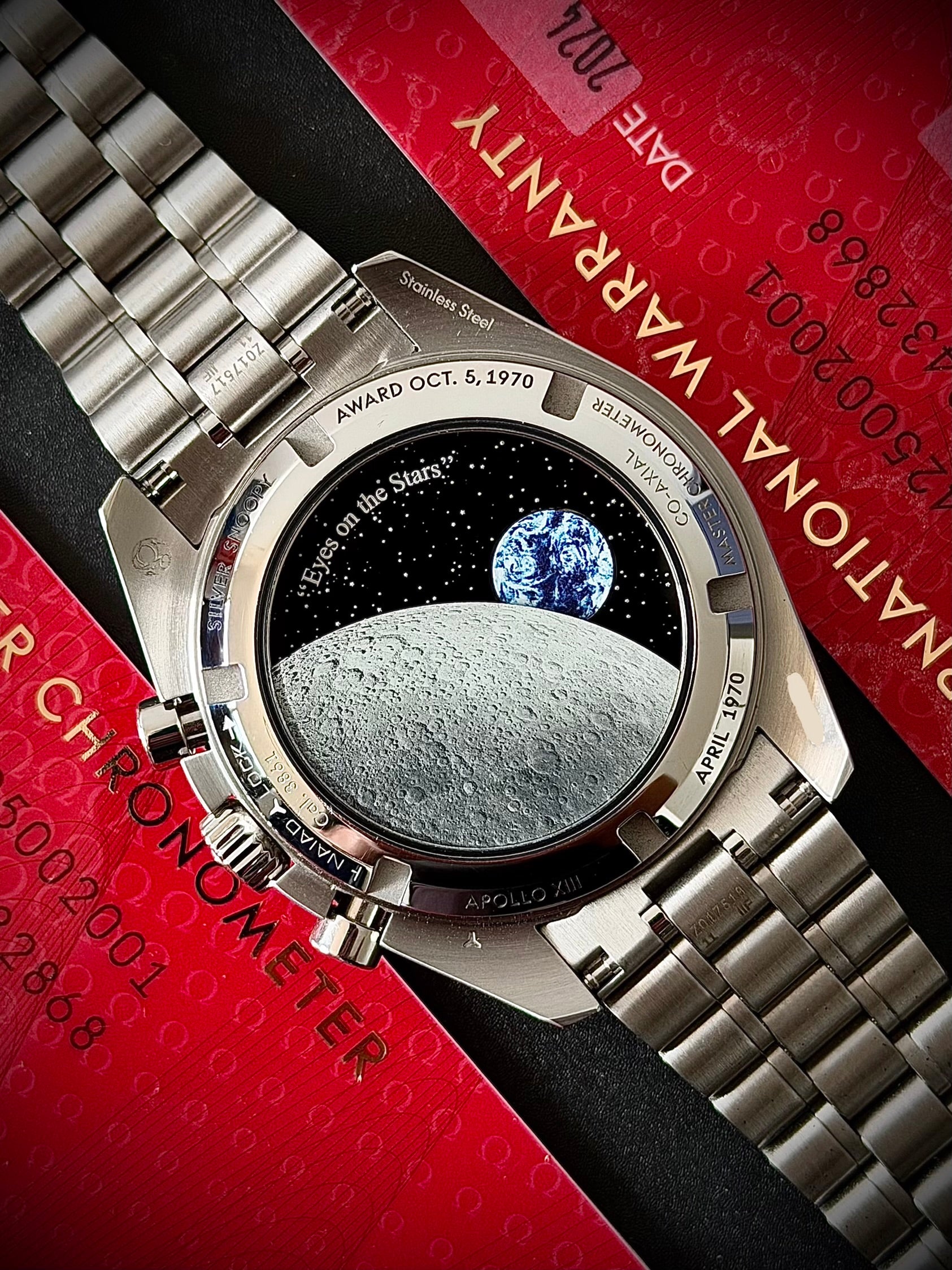 2024 OMEGA SPEEDMASTER SILVER SNOOPY ON BRACELET, FULL SET, INC GST