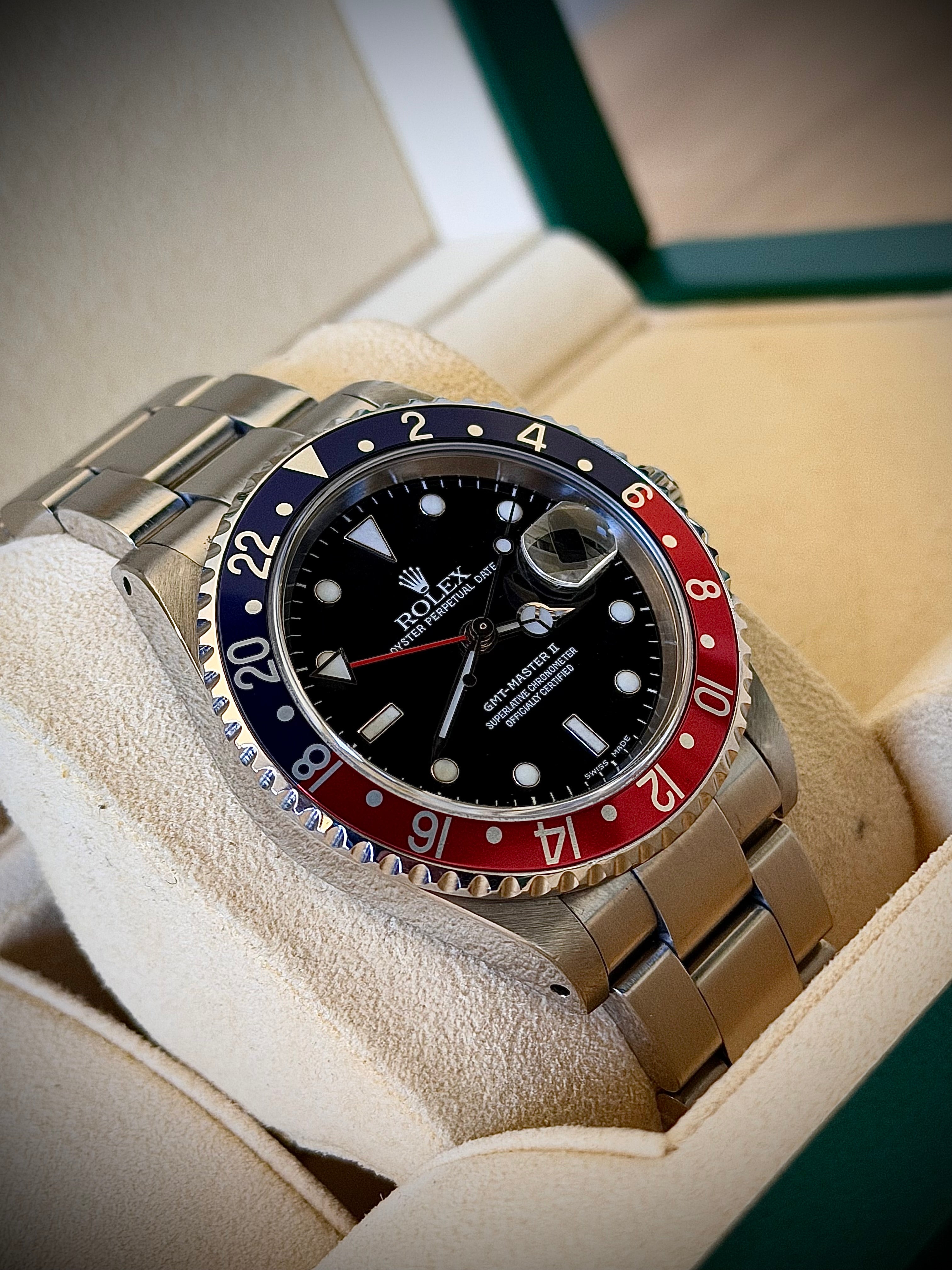 2003 ROLEX GMT-MASTER II, 16710 “PEPSI”, FULL COLLECTOR’S SET, WITH RSC, INC GST