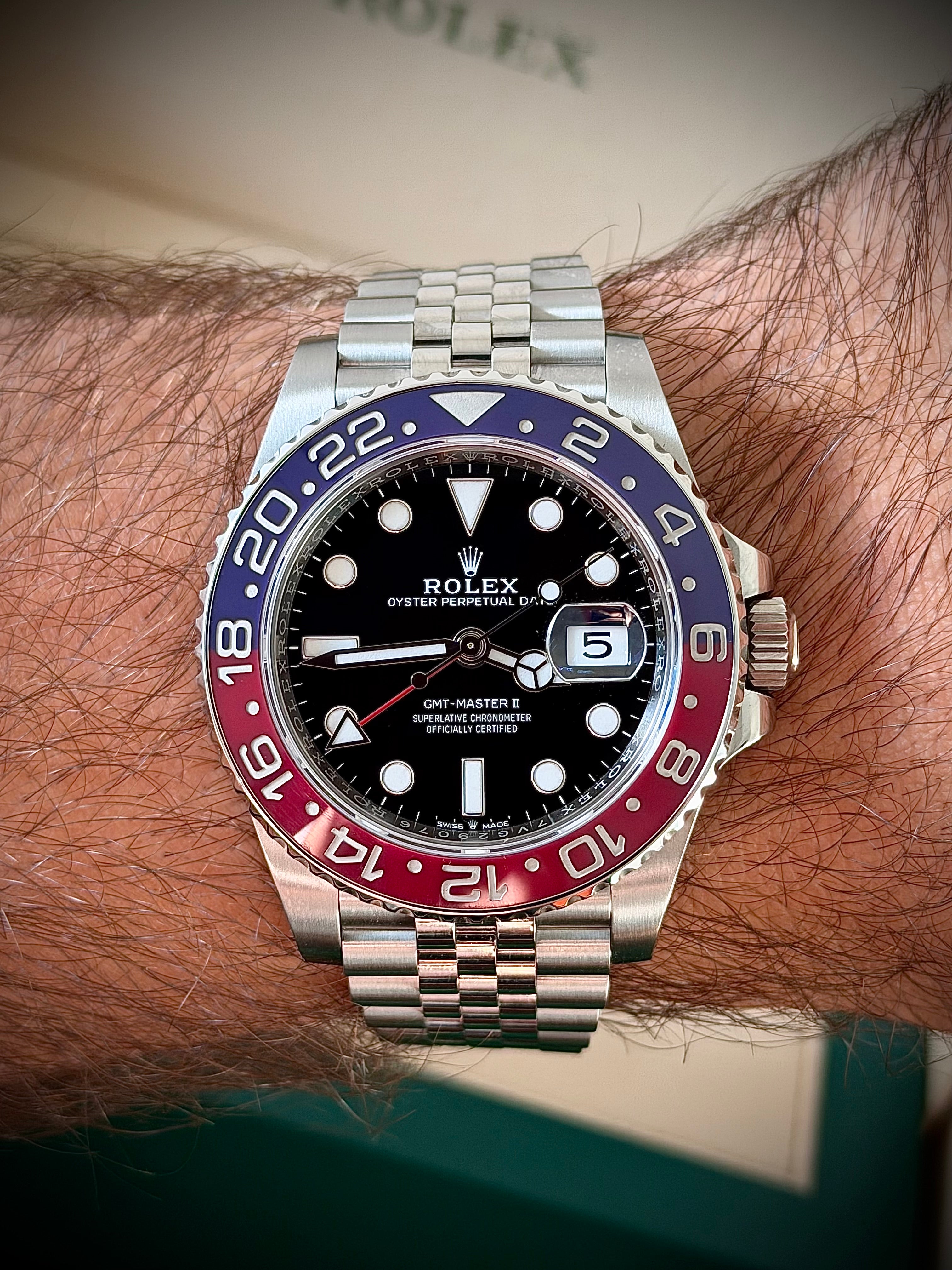 2018 ROLEX GMT MASTER II, PEPSI, MK1 BEZEL, 126710BLRO, FULL SET, INC GST