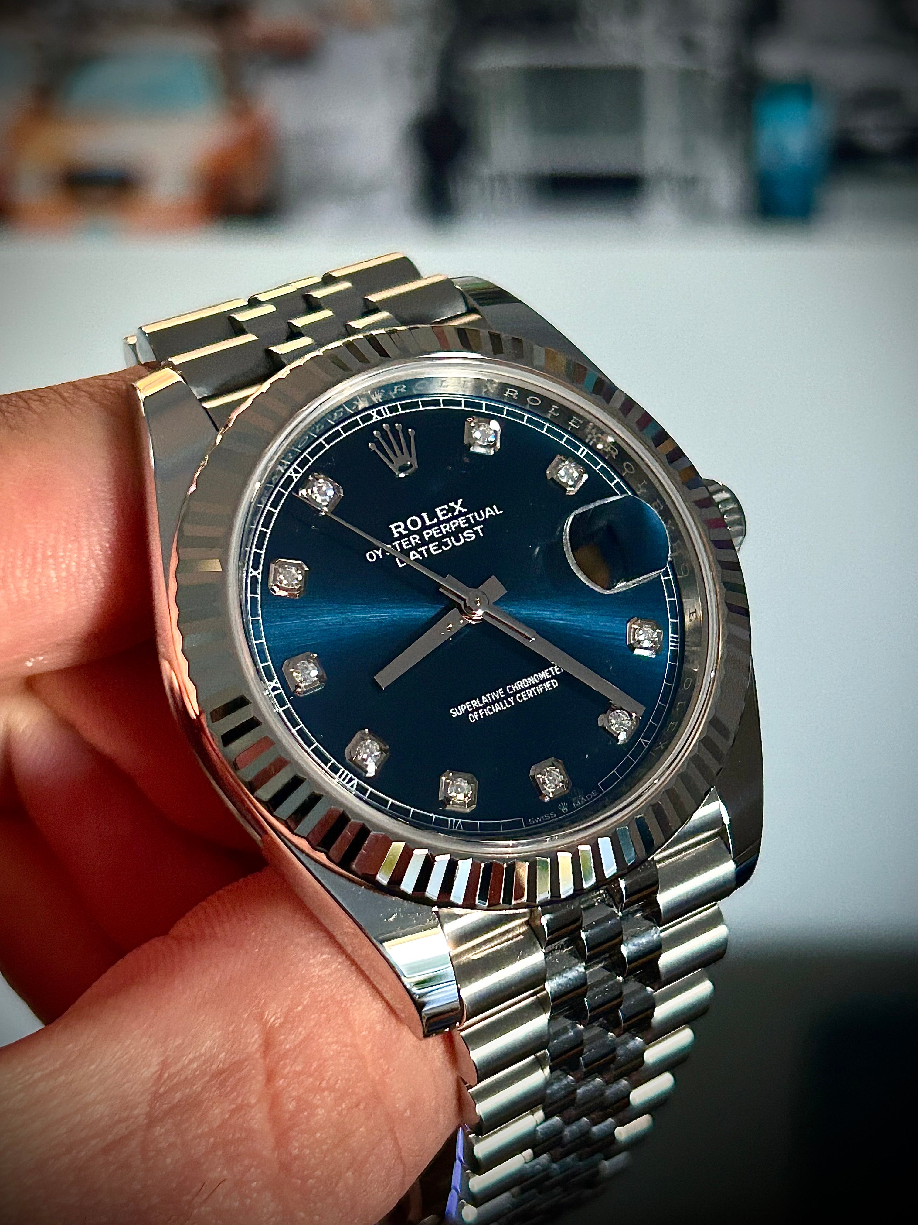 2024 ROLEX DATEJUST 41, BLUE DIAMOND DIAL, 126334, FULL SET, INC GST