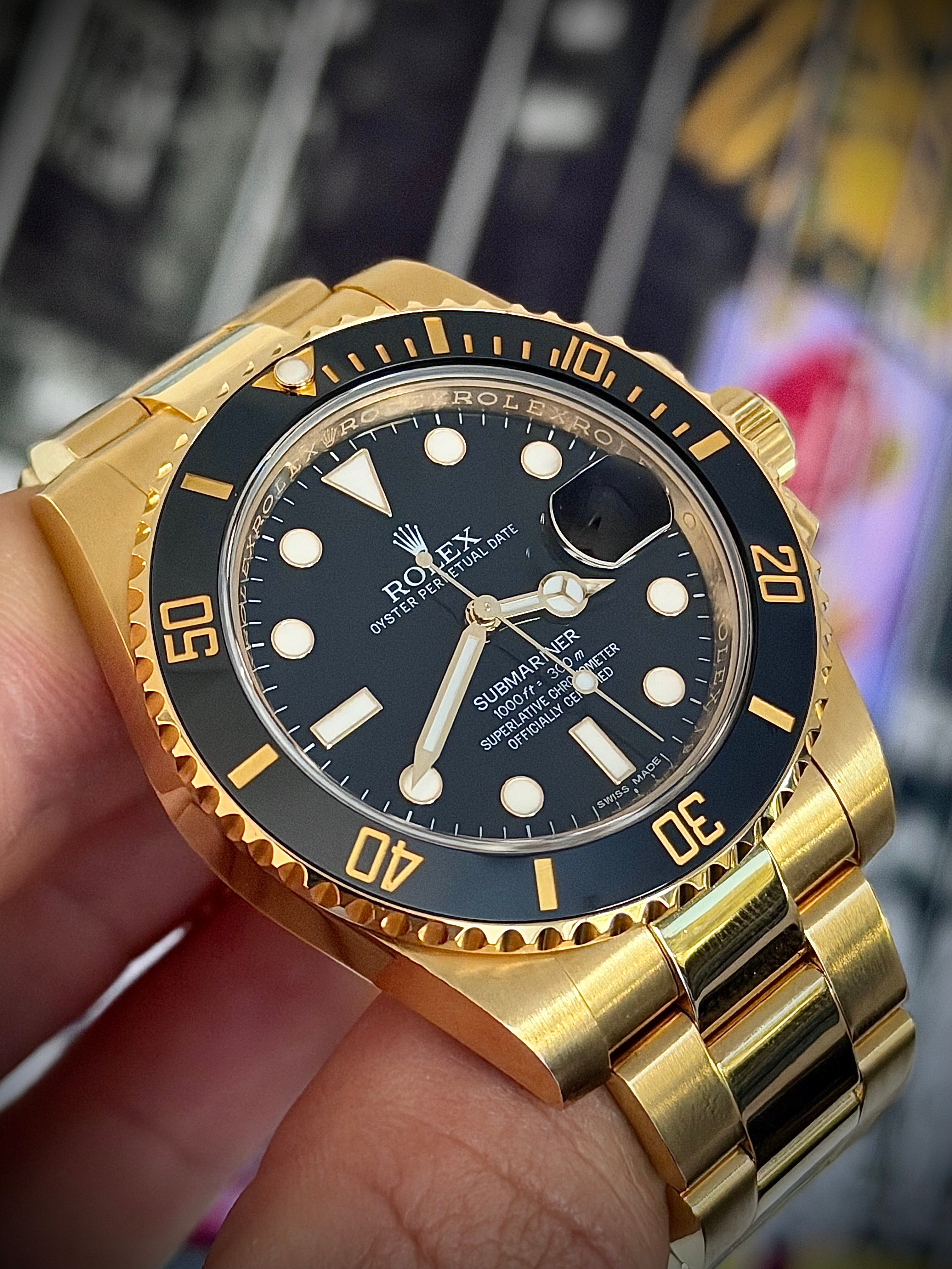 2016 ROLEX SUBMARINER DATE, YELLOW GOLD, 116618LN, BOX AND PAPERS, INC GST