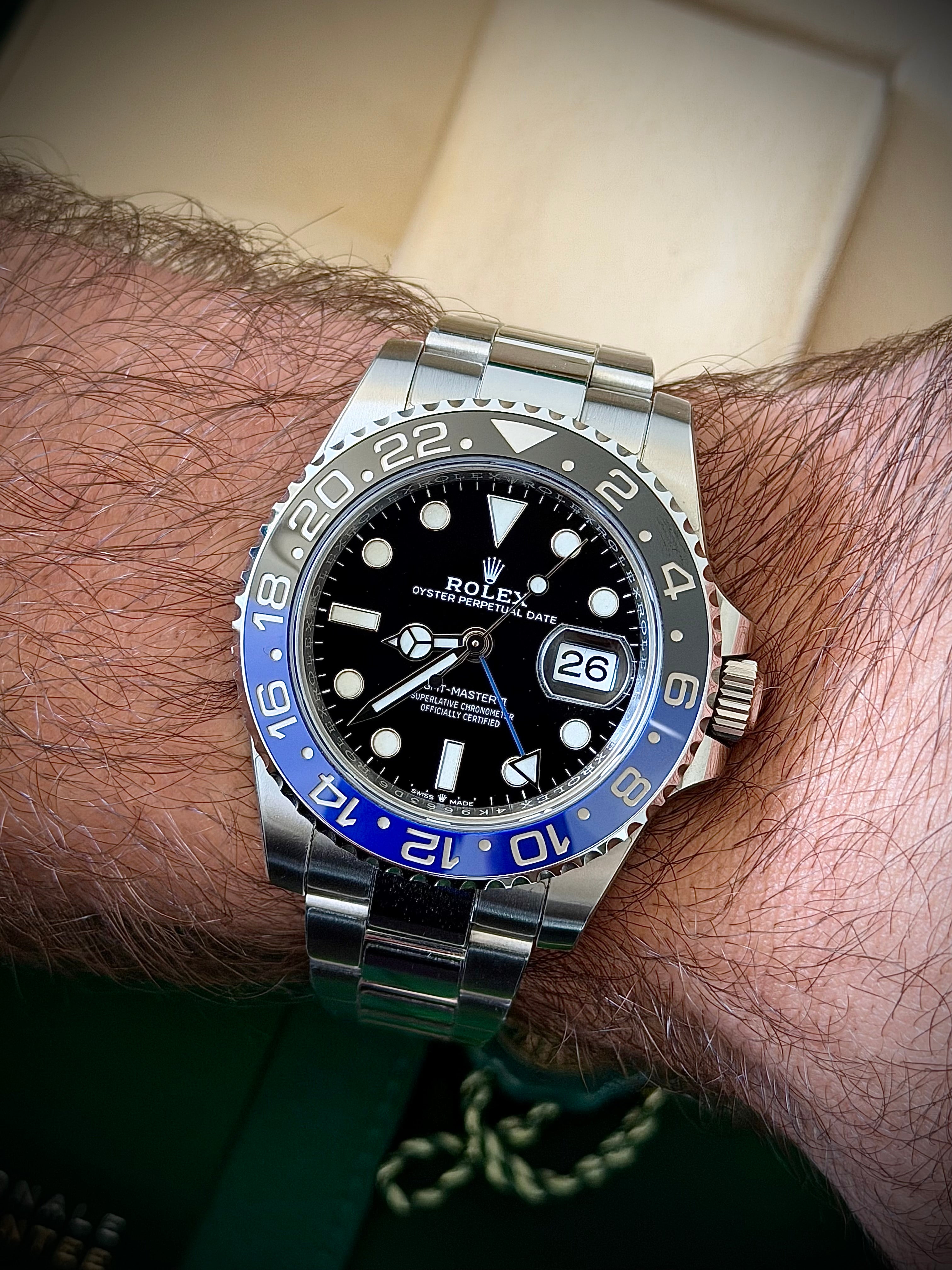 2022 ROLEX GMT MASTER II, BATMAN, 126710BLNR, FULL SET, INC GST