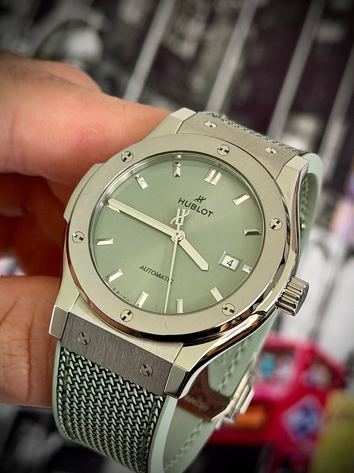 2026 HUBLOT CLASSIC FUSION TITANIUM SAGE GREEN 42MM, 542.NX.891G.NR, NEW RELEASE, FULL SET, INC GST