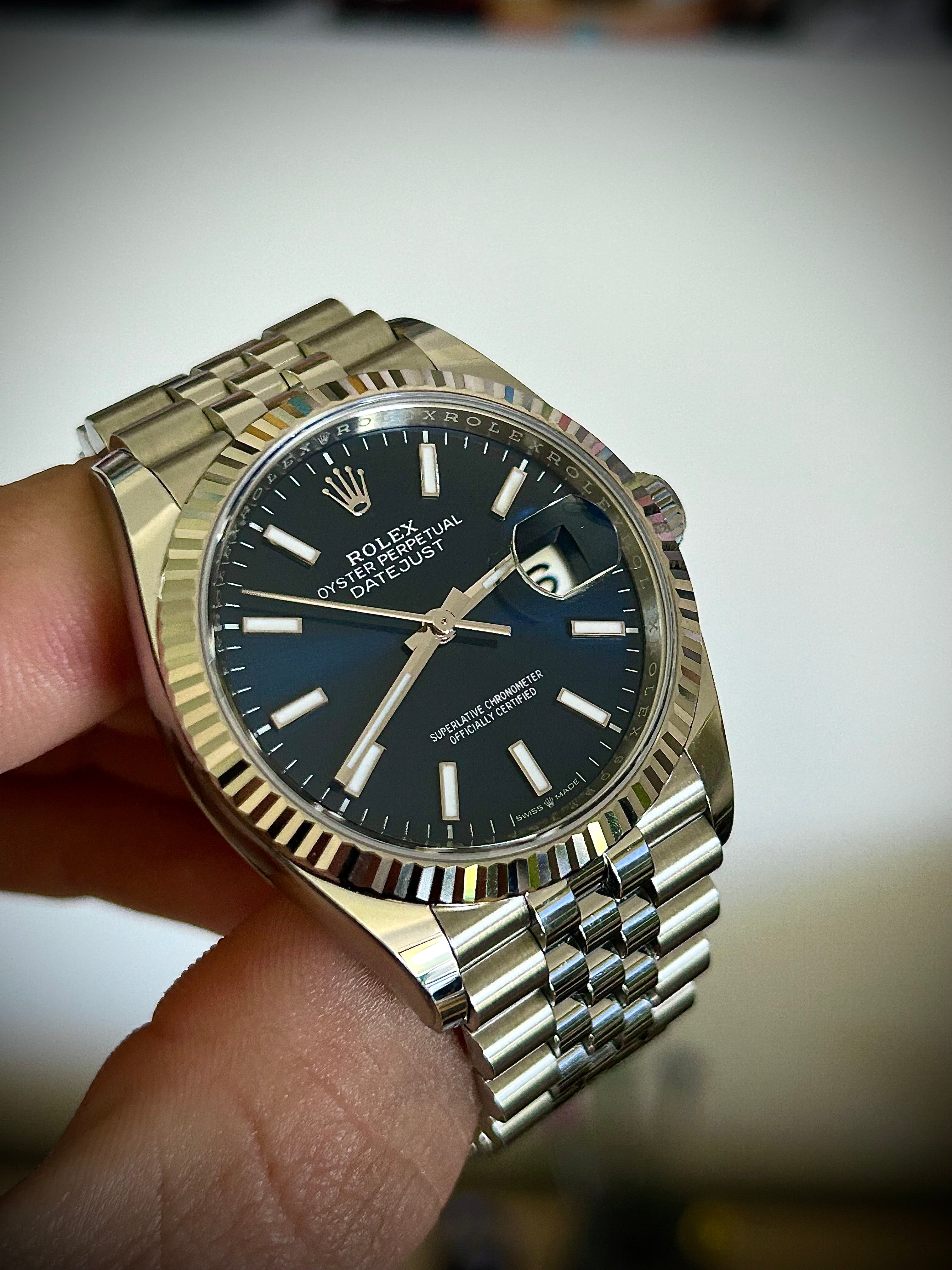 2023 ROLEX DATEJUST 36, 126234, BLUE DIAL, FULL SET, INC GST