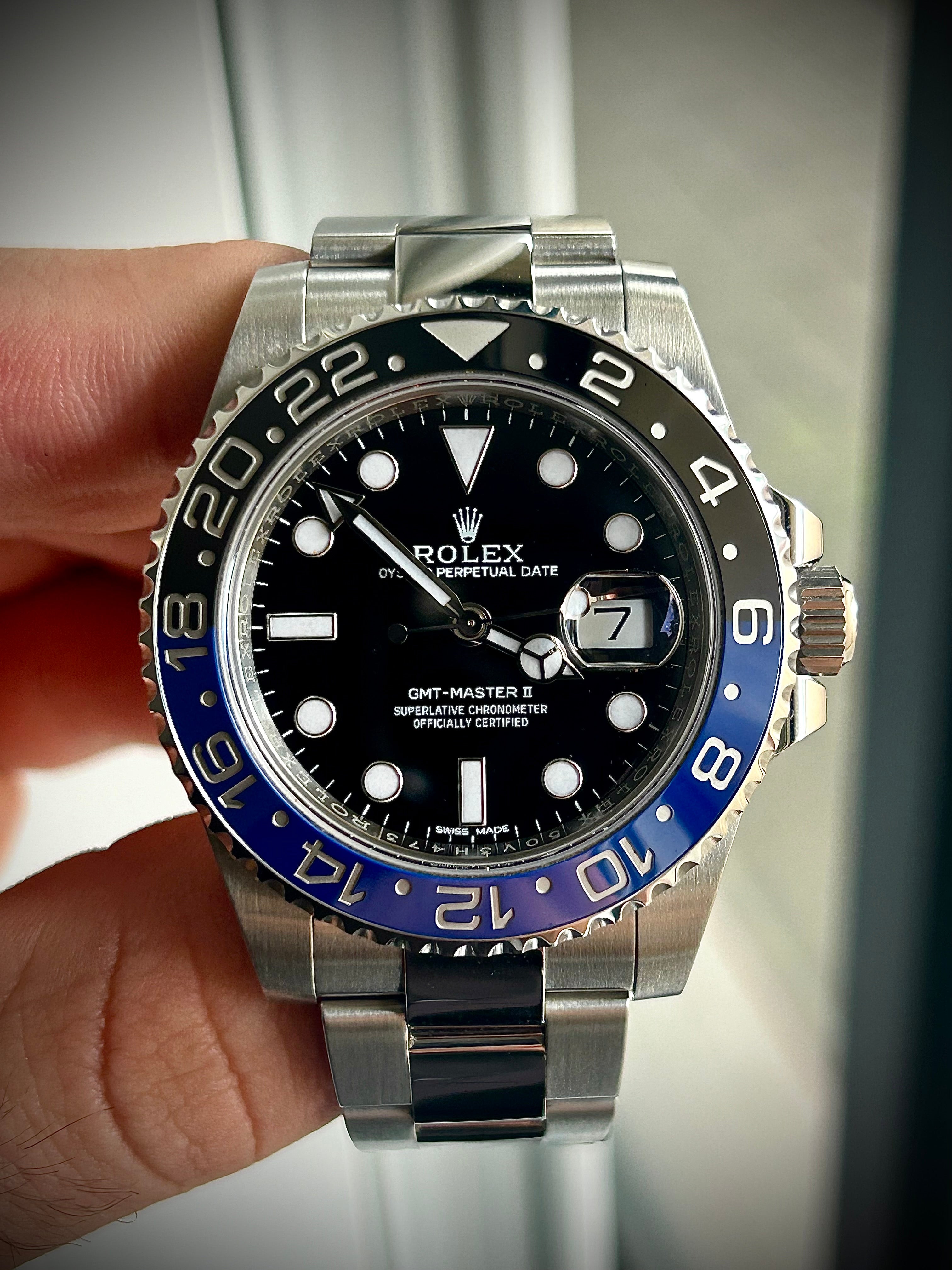 2015 ROLEX GMT MASTER II, BATMAN, 116710BLNR, FULL SET, INC GST