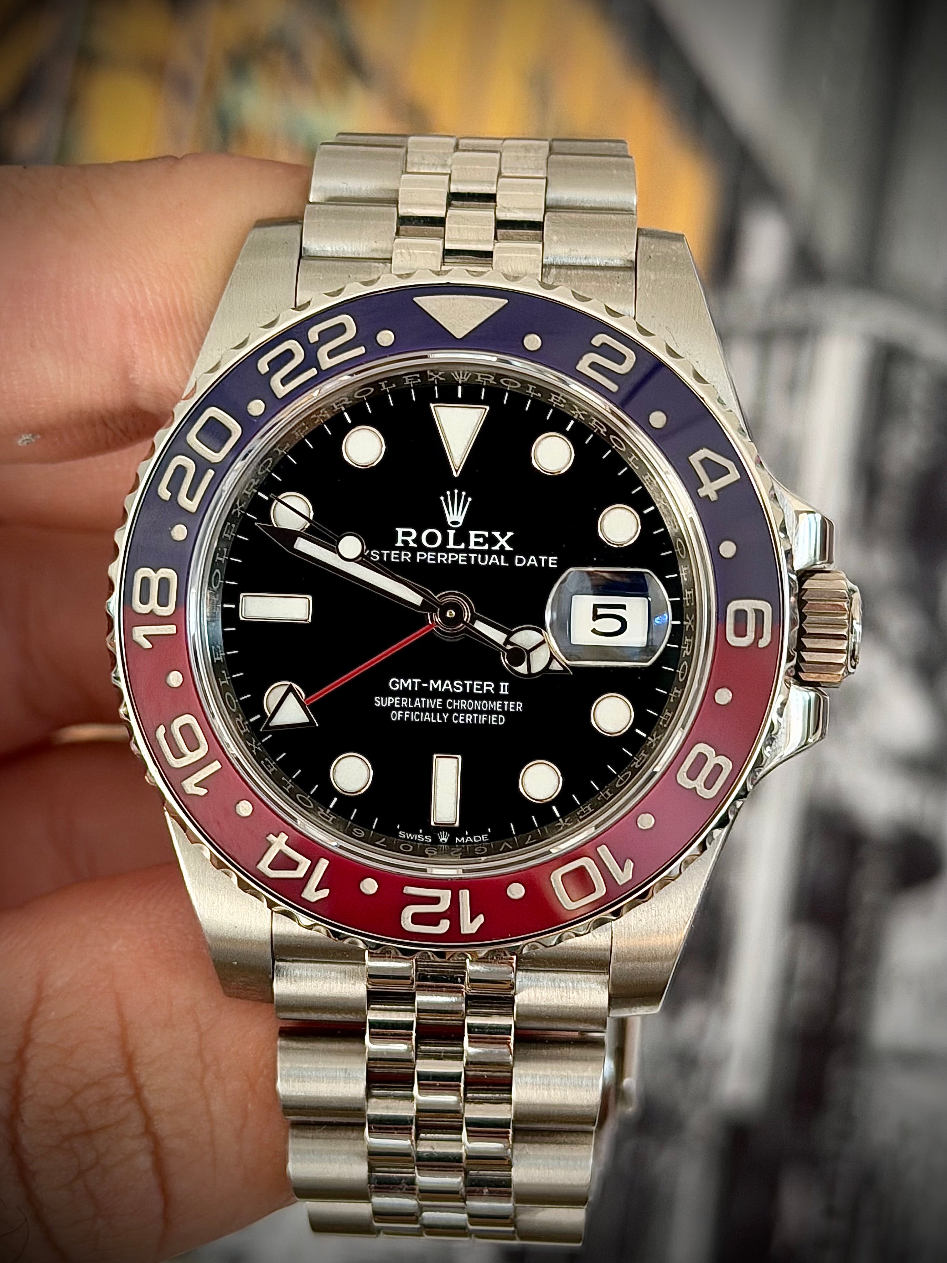 2018 ROLEX GMT MASTER II, PEPSI, MK1 BEZEL, 126710BLRO, FULL SET, INC GST